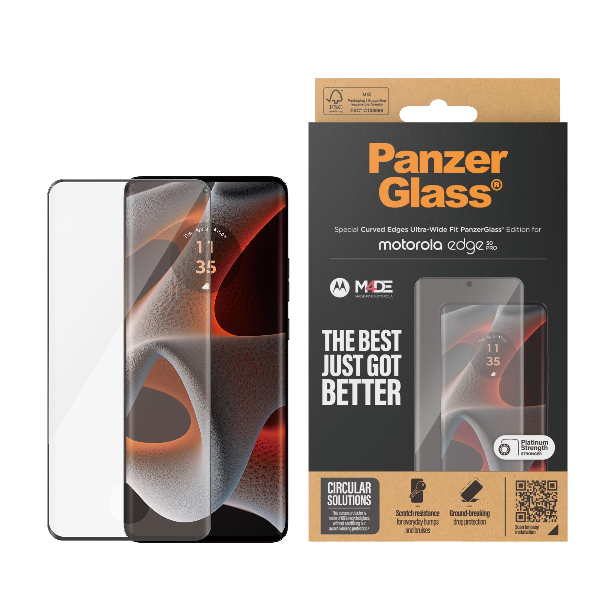 PanzerGlass® Skærmbeskyttelse Motorola Edge 50 Pro | Ultra | Ultra-Wide Fit
