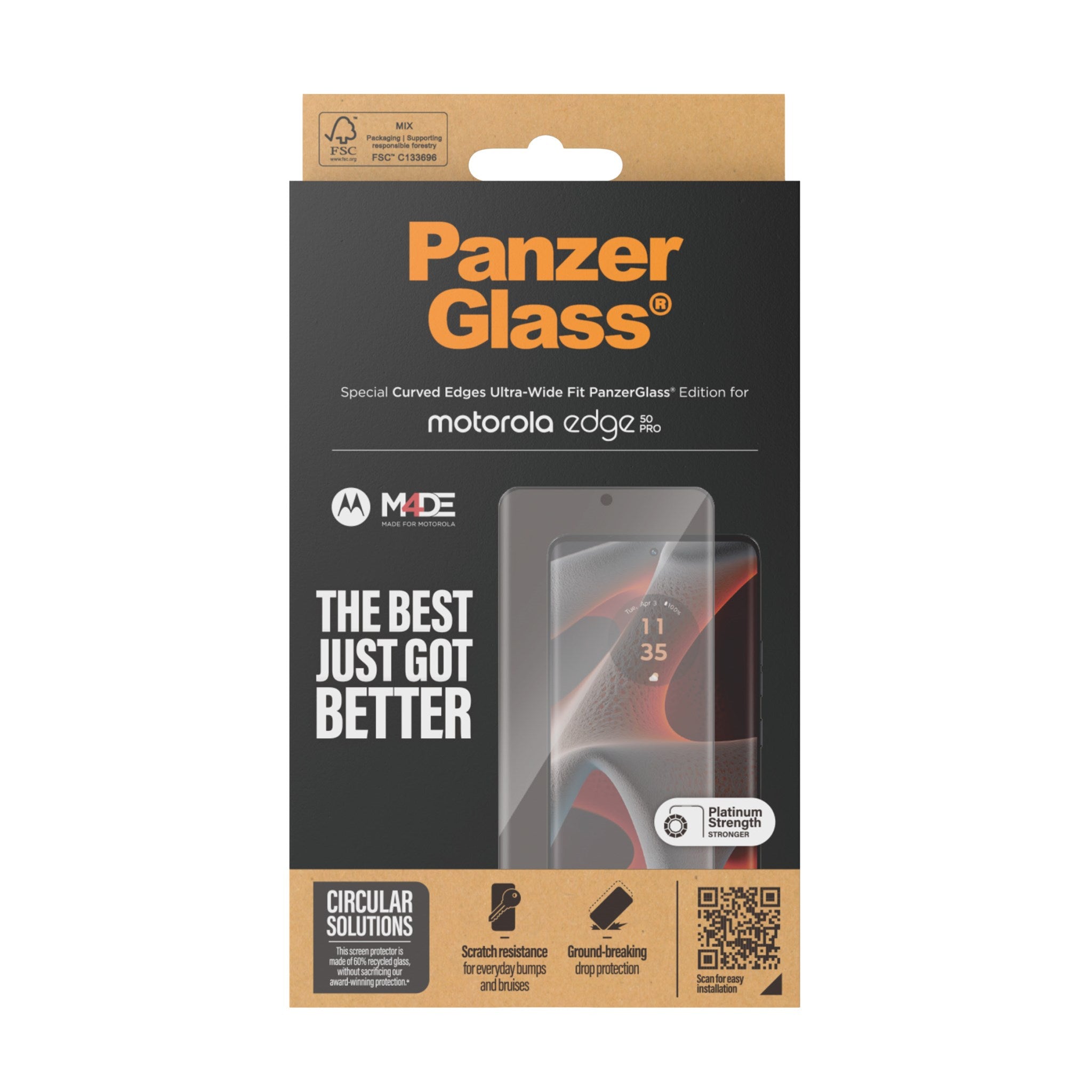 PanzerGlass® Skærmbeskyttelse Motorola Edge 50 Pro | Ultra | Ultra-Wide Fit