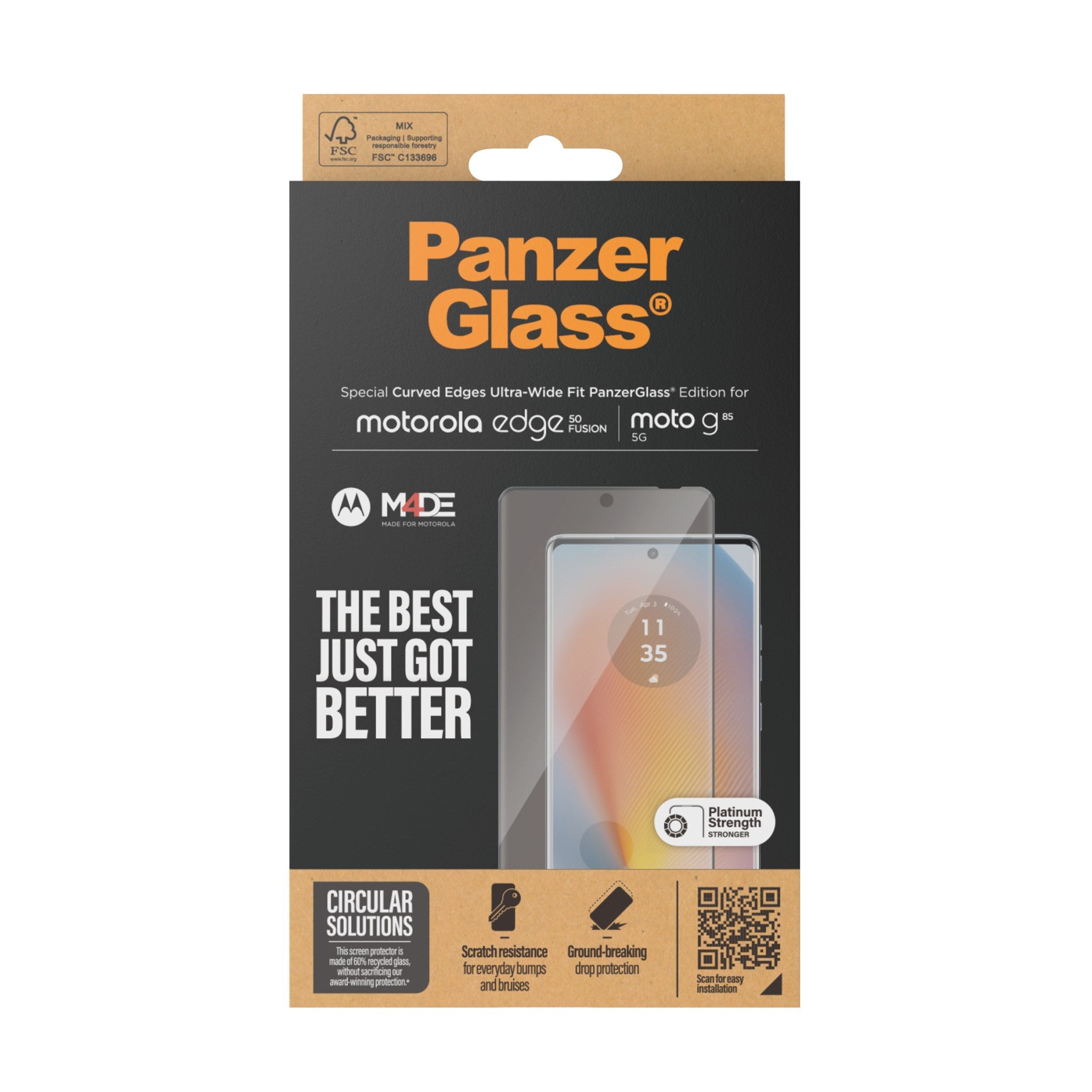 PanzerGlass® Screen Protector Motorola edge 50 Fusion | G85 | Ultra-Wide Fit