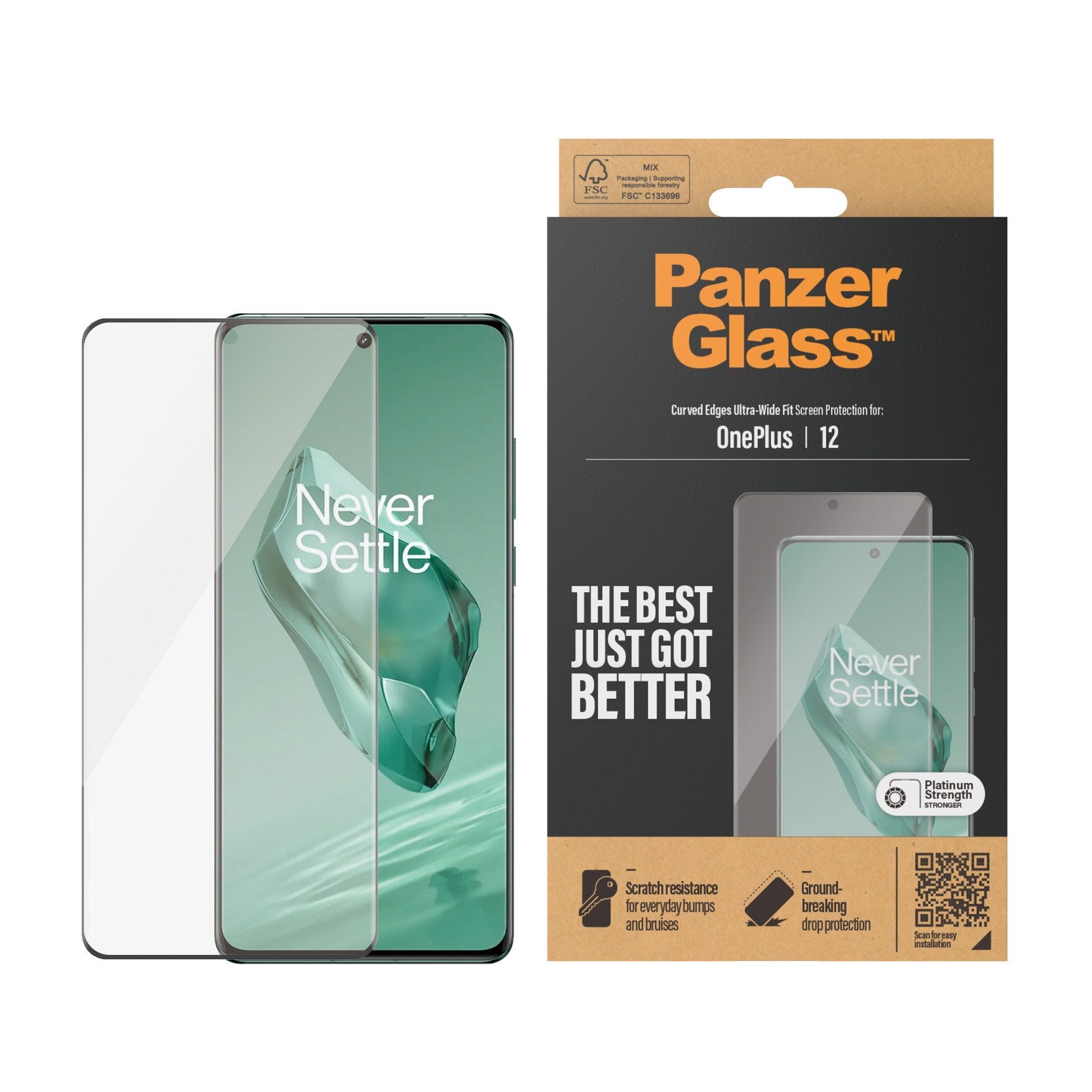 PanzerGlass® Skærmbeskyttelse OnePlus 12 | Ultra-Wide Fit