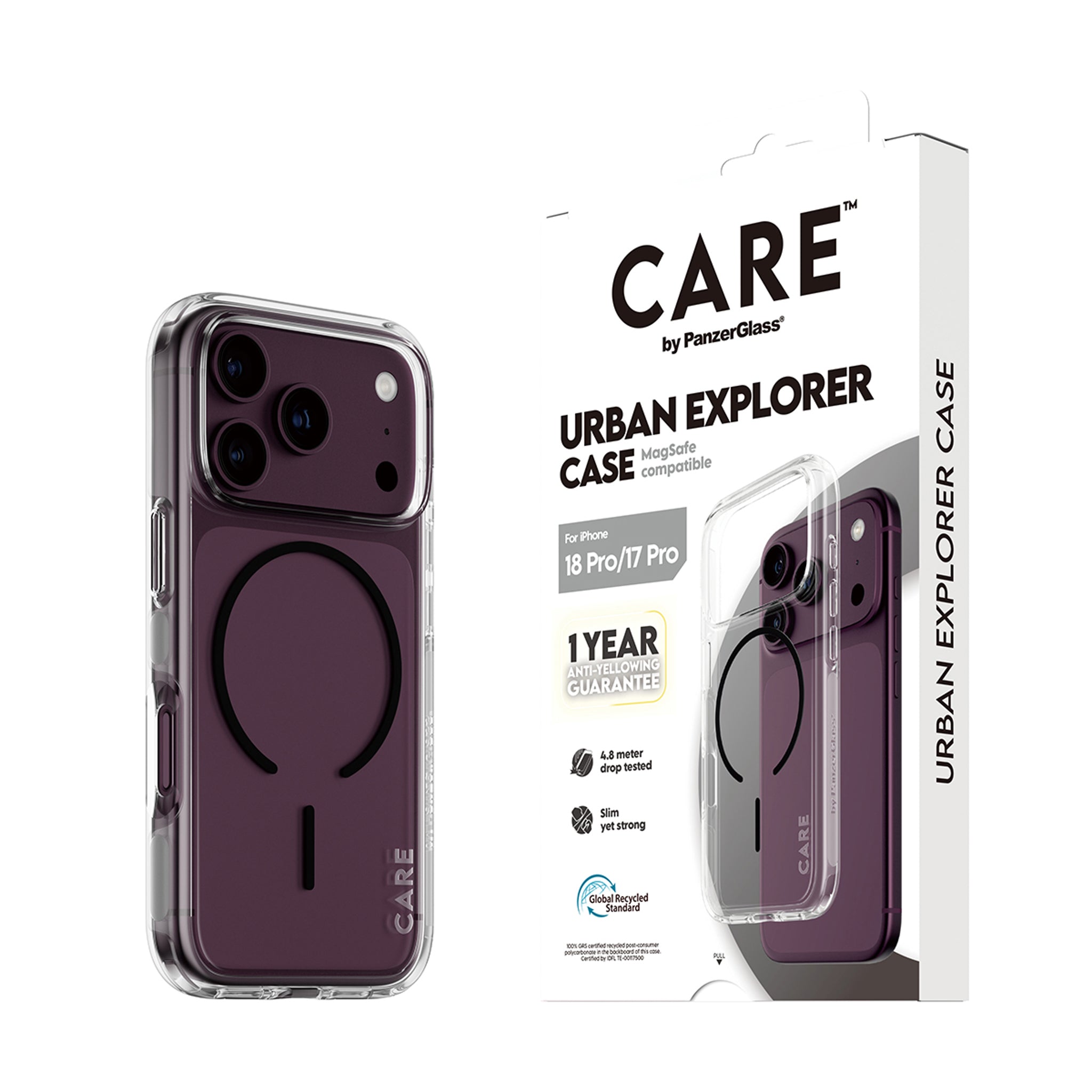 CARE™ by PanzerGlass® Urban Explorer Case Transparent m. Sort MagSafe iPhone 18 Pro | 17 Pro