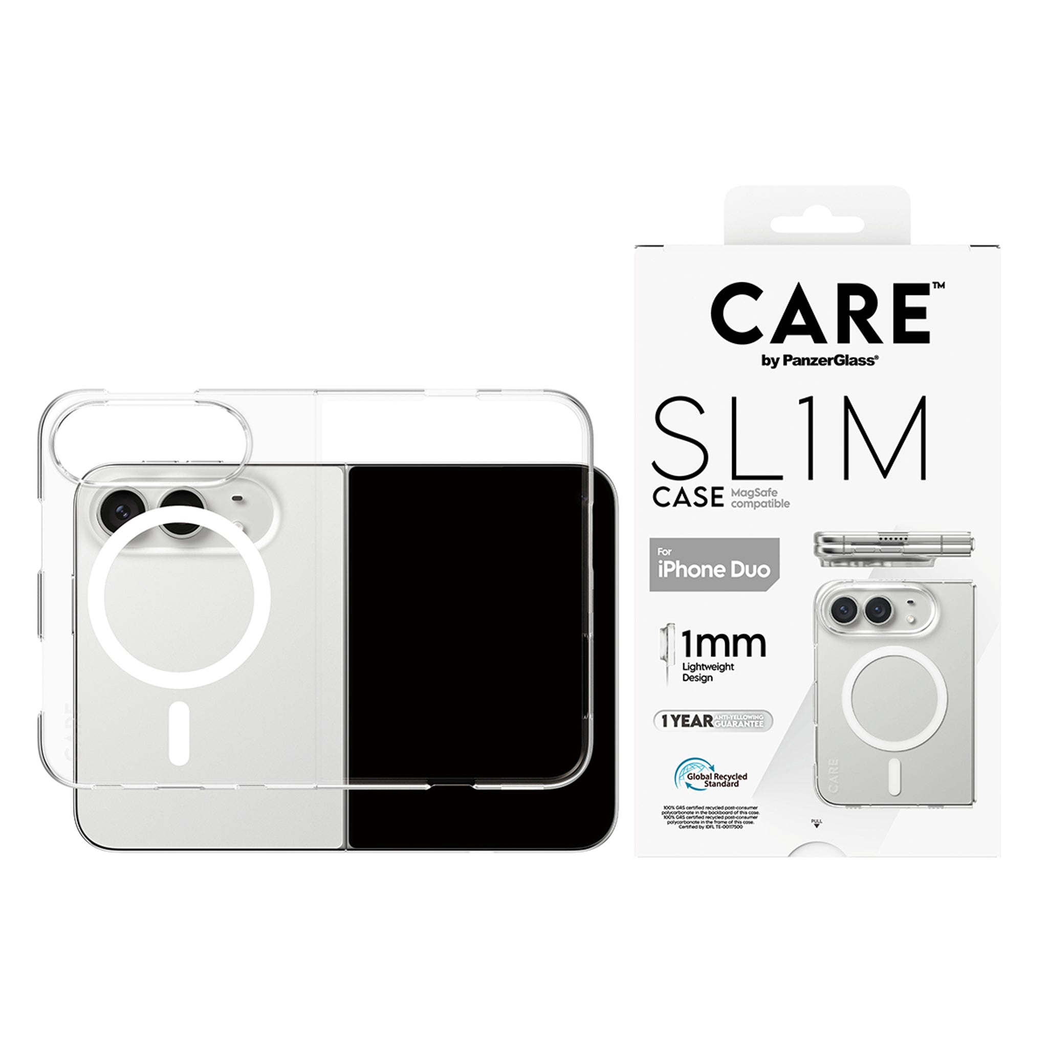 CARE™ by PanzerGlass® SL1M Case Transparent m. Hvid MagSafe iPhone Duo