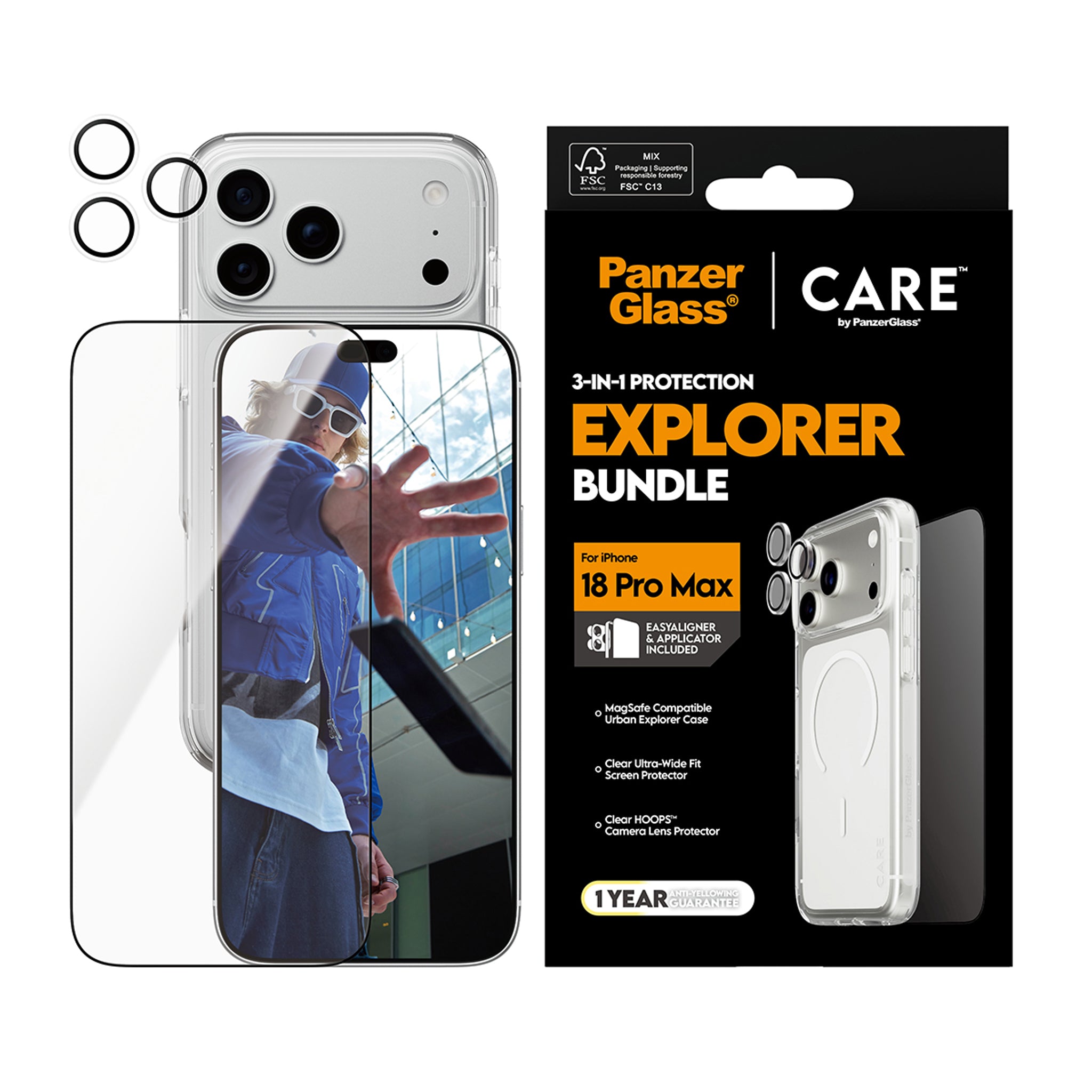 PanzerGlass® | CARE™ by PanzerGlass® Flagship 3-in-1 Pakke iPhone 18 Pro Max