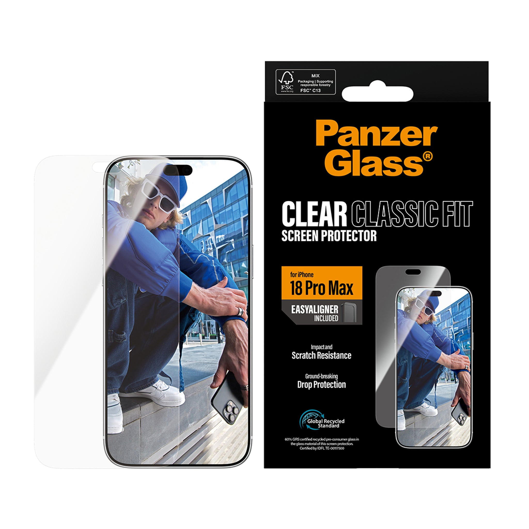 PanzerGlass® Skærmbeskyttelse iPhone 18 Pro Max | Classic fit m. EasyAligner