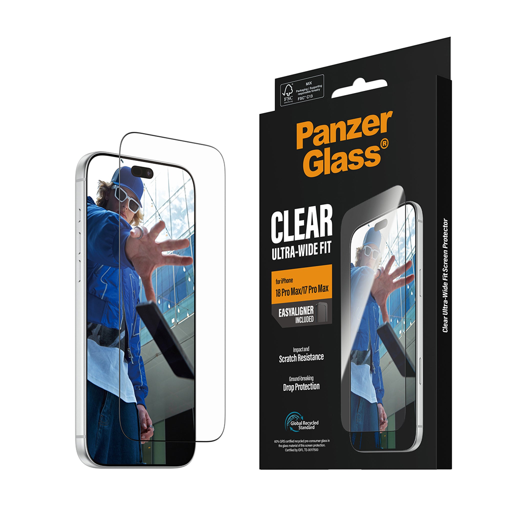 PanzerGlass® Skærmbeskyttelse iPhone 18 Pro Max | 17 Pro Max | Ultra-Wide Fit m. EasyAligner