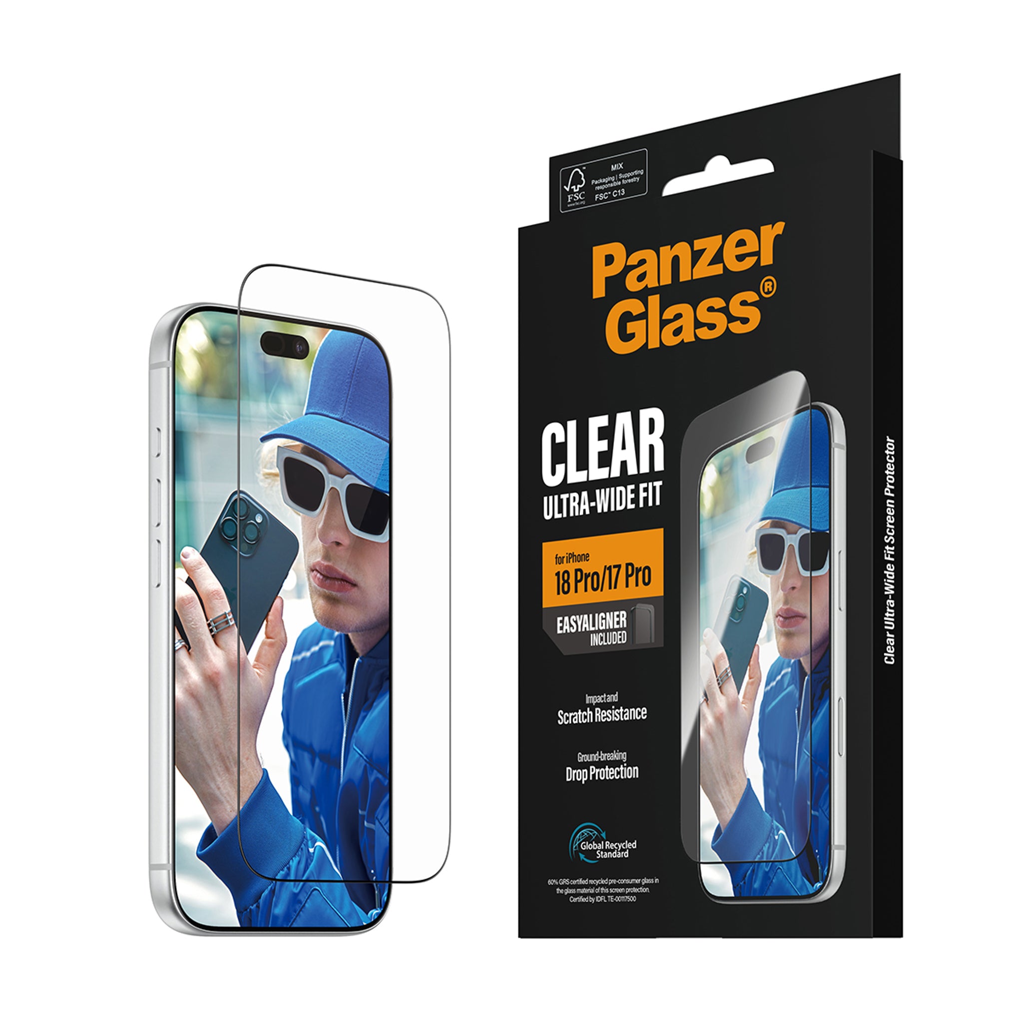 PanzerGlass® Skærmbeskyttelse iPhone 18 Pro | 17 Pro | Ultra-Wide Fit m. EasyAligner