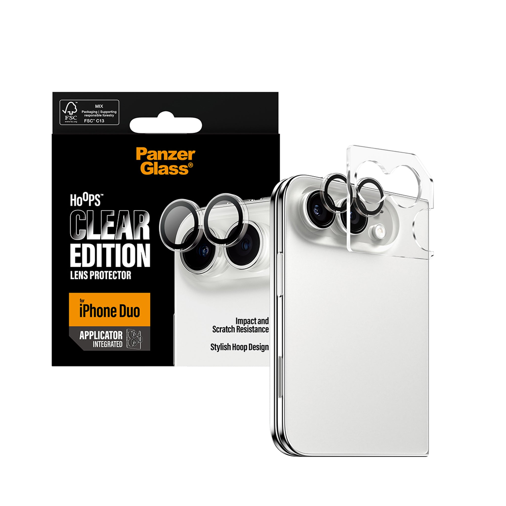 PanzerGlass® Hoops® Kameralinsebeskytter Transparent iPhone Duo