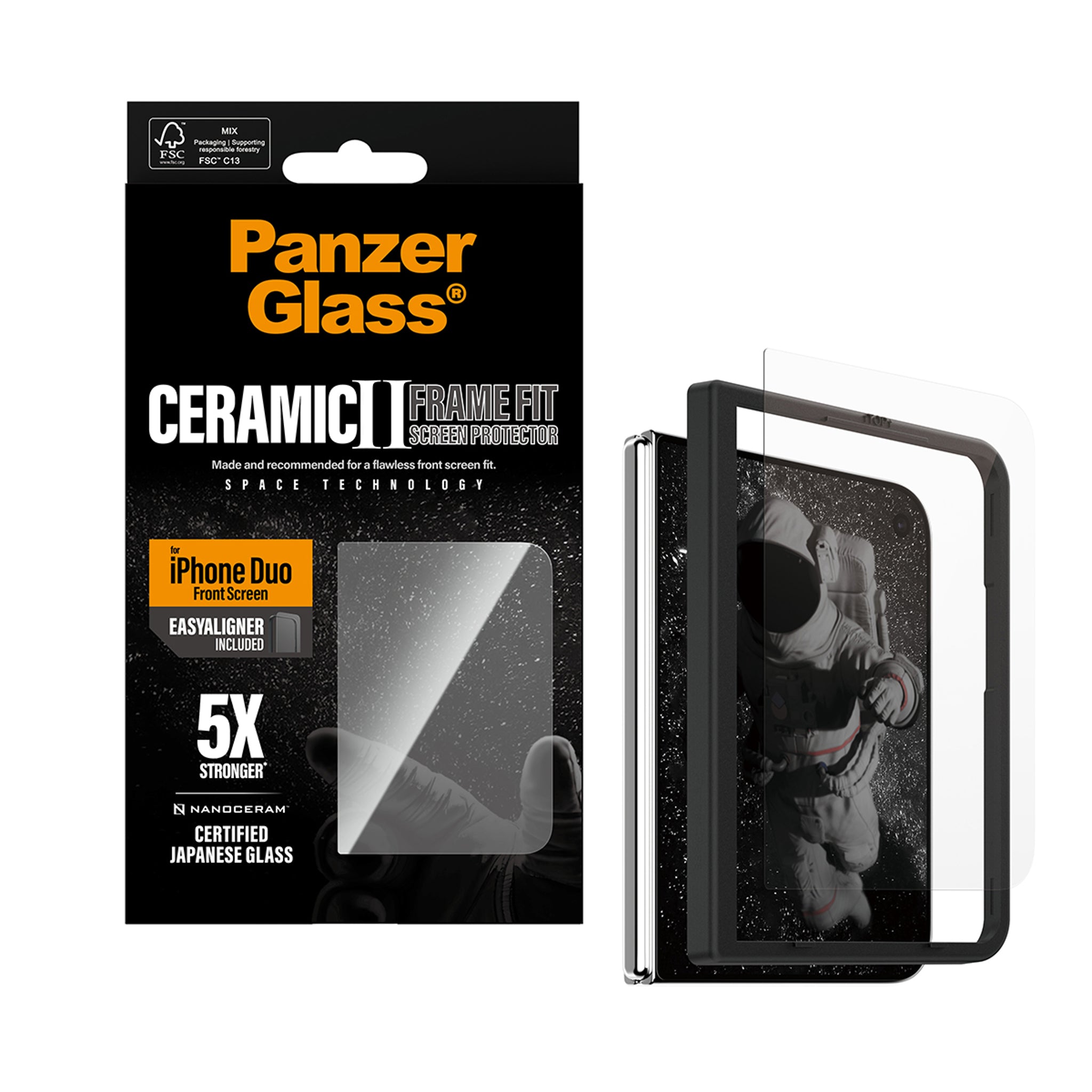PanzerGlass® Ceramic Frontskærm Skærmbeskyttelse iPhone Duo | FRAME FIT m. EasyAligner