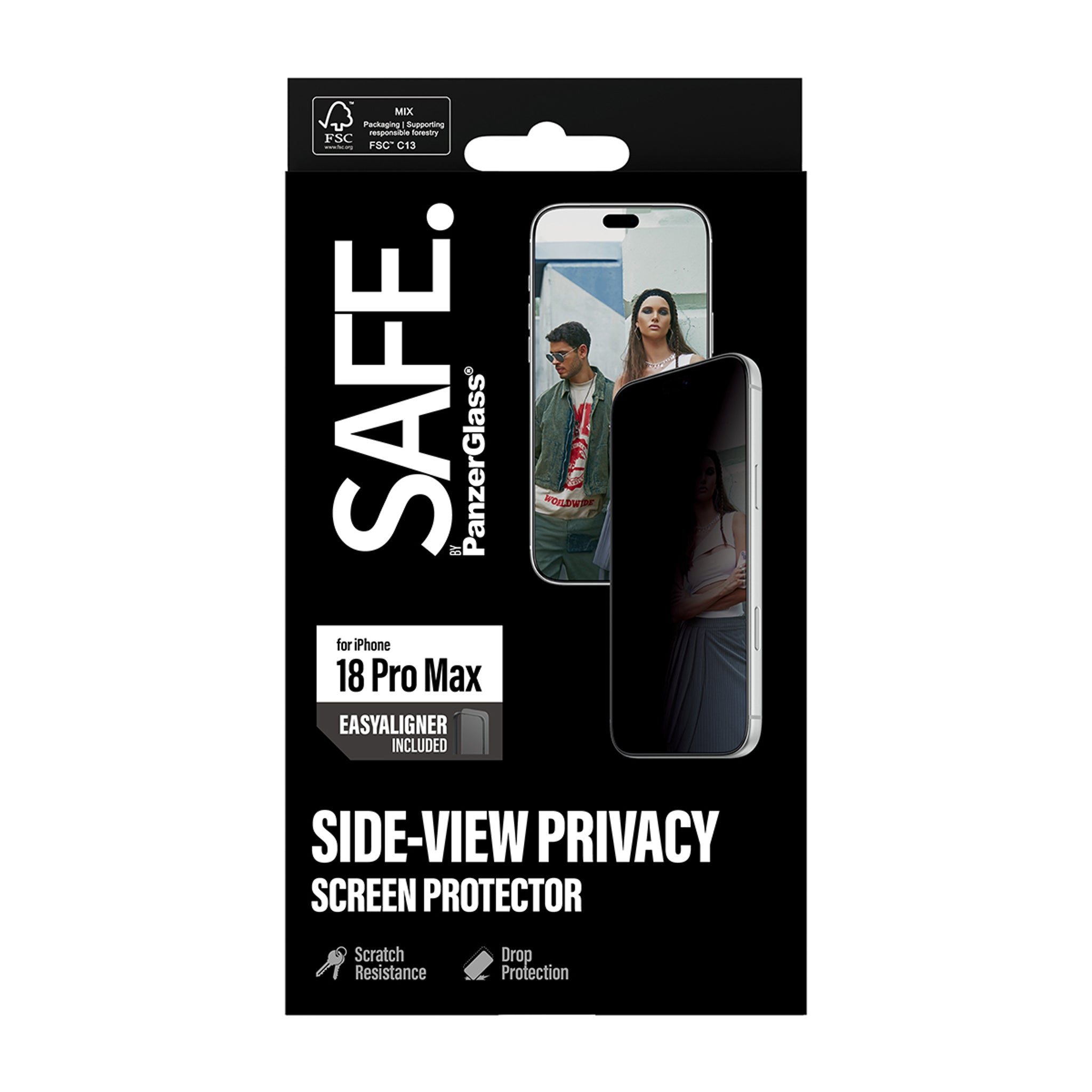 SAFE. by PanzerGlass® Privacy Skærmbeskyttelse iPhone 18 Pro Max | Ultra-Wide Fit m. EasyAligner