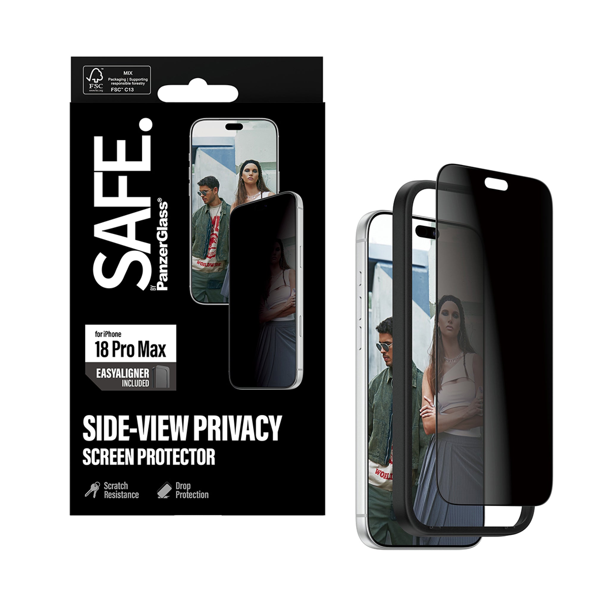 SAFE. by PanzerGlass® Privacy Skærmbeskyttelse iPhone 18 Pro Max | Ultra-Wide Fit m. EasyAligner