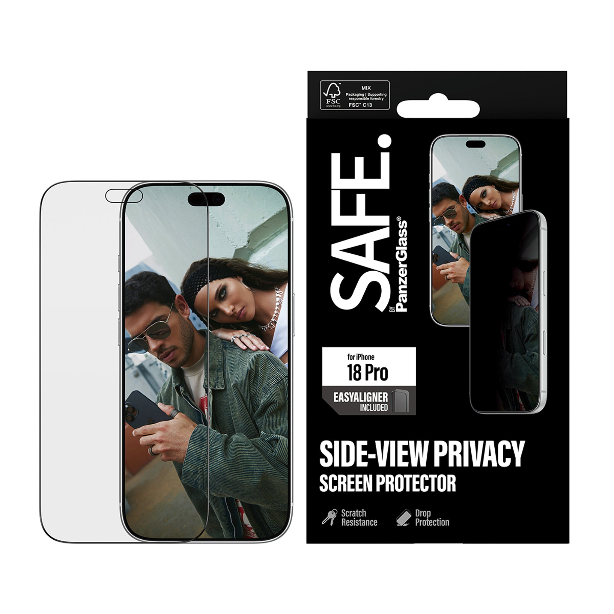 SAFE. by PanzerGlass® Privacy Skærmbeskyttelse iPhone 18 Pro | Ultra-Wide Fit m. EasyAligner