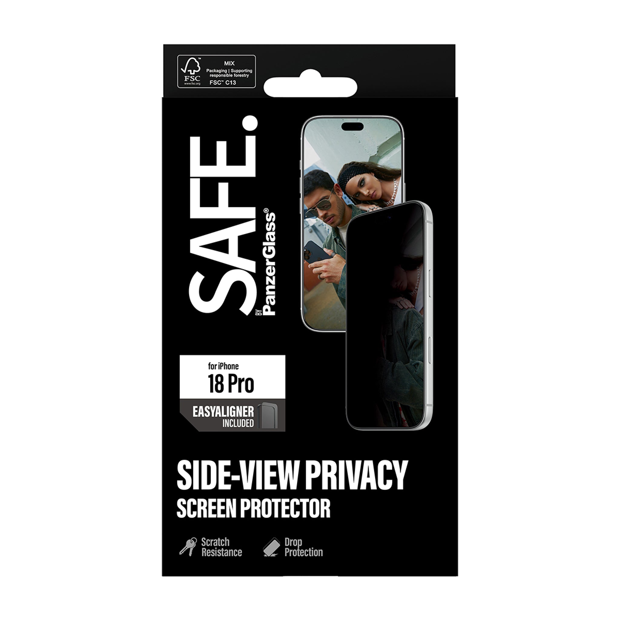 SAFE. by PanzerGlass® Privacy Skærmbeskyttelse iPhone 18 Pro | Ultra-Wide Fit m. EasyAligner