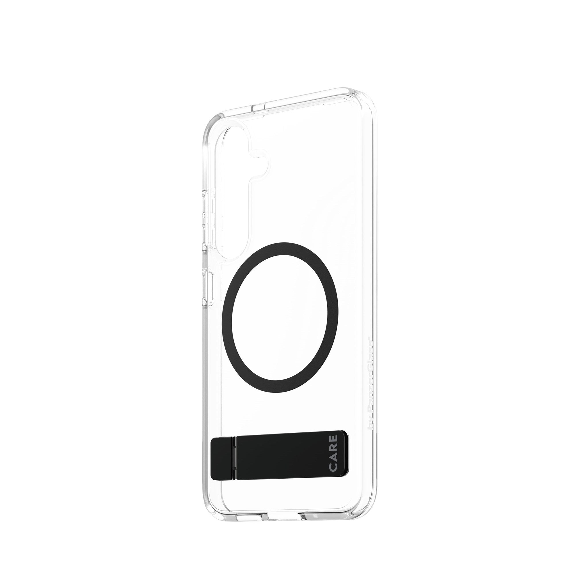 CARE by PanzerGlass® Case Transparent m. Sort Kickstand & Qi Compatible Samsung Galaxy S25