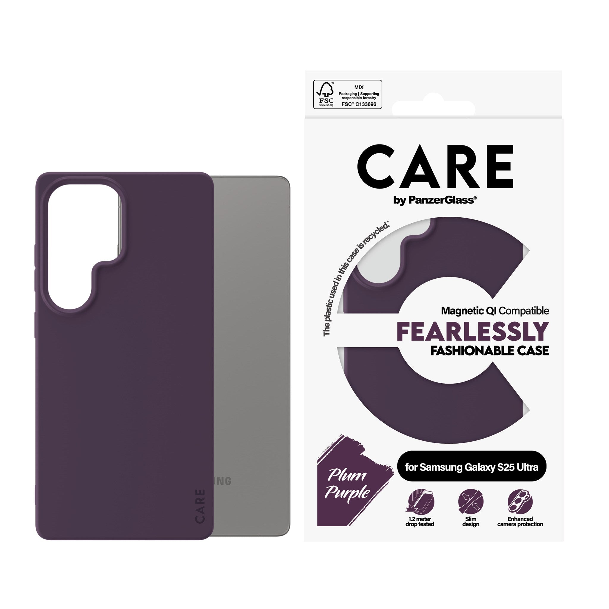 CARE by PanzerGlass® Case Plum Purple m. Qi Compatible Samsung Galaxy S25 Ultra