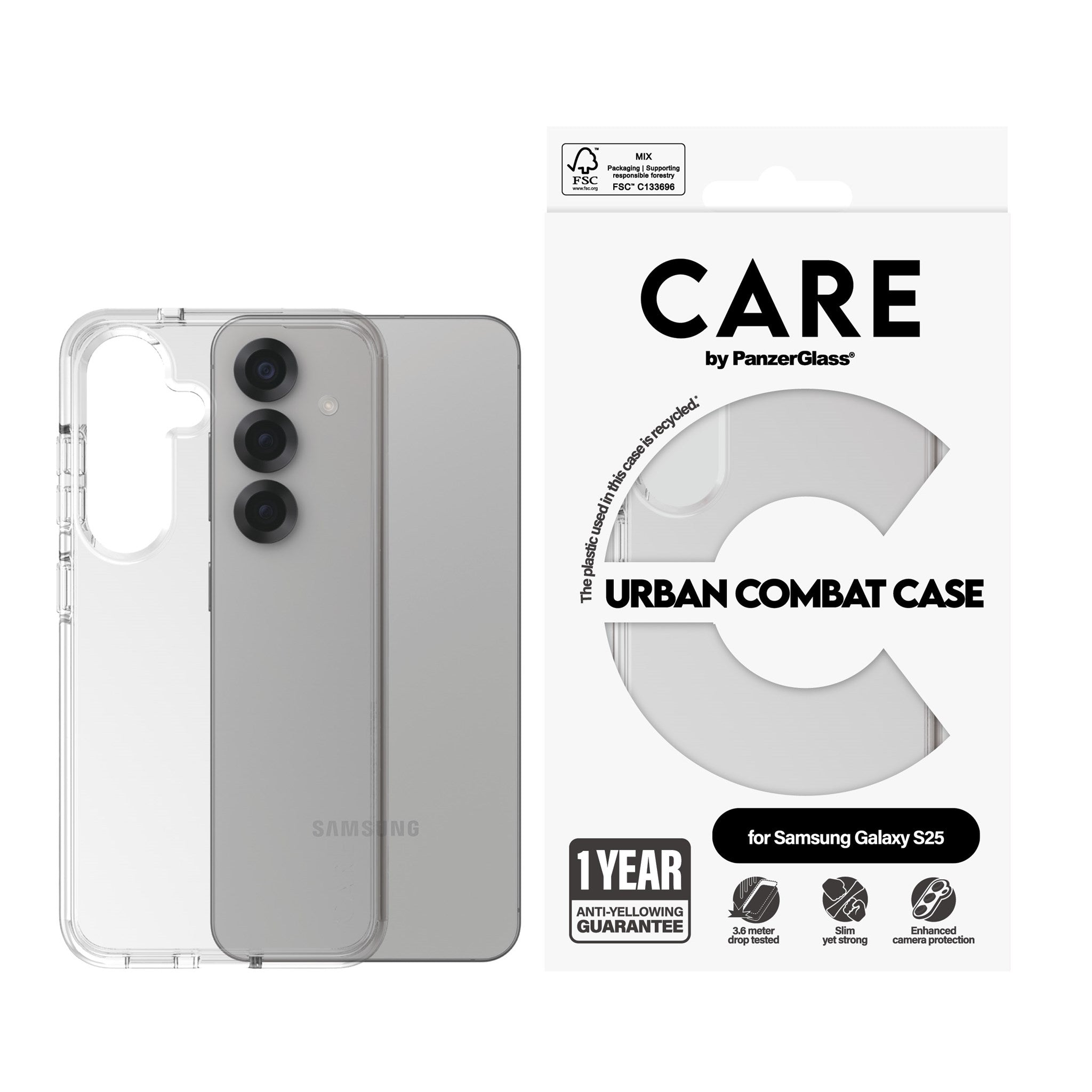 CARE by PanzerGlass® Urban Combat Case Transparent Samsung Galaxy S25