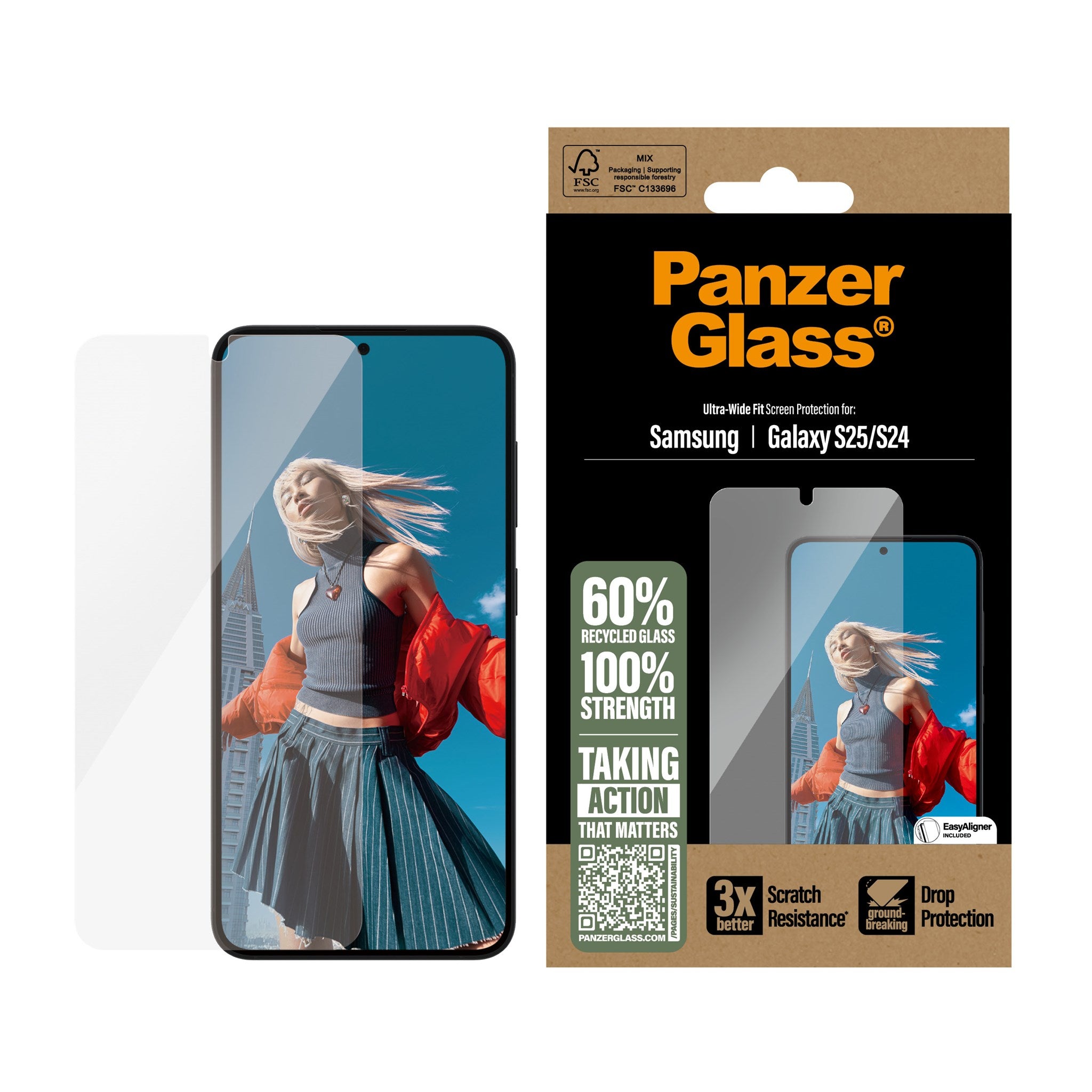 PanzerGlass® Skærmbeskyttelse Samsung Galaxy S25 | S24 | Ultra-Wide Fit