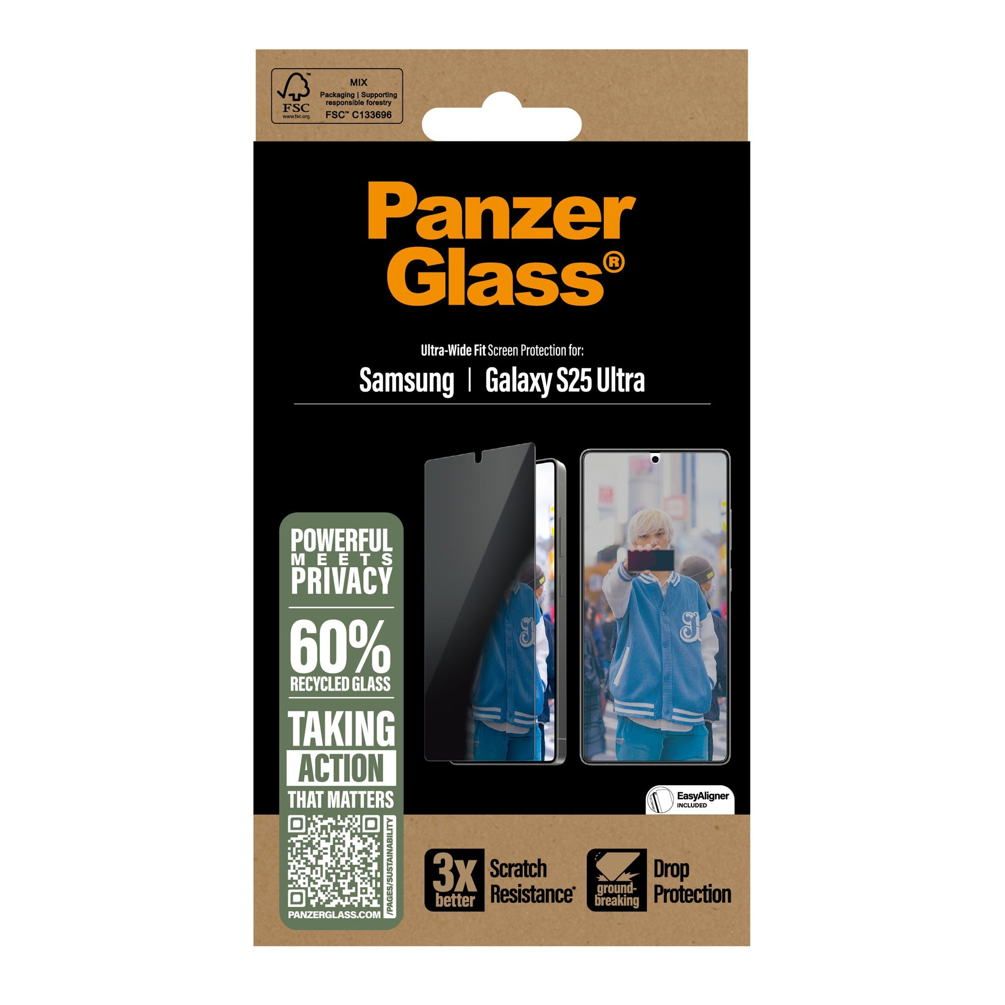 PanzerGlass® Privacy Skærmbeskyttelse Samsung Galaxy S25 Ultra | Ultra-Wide Fit