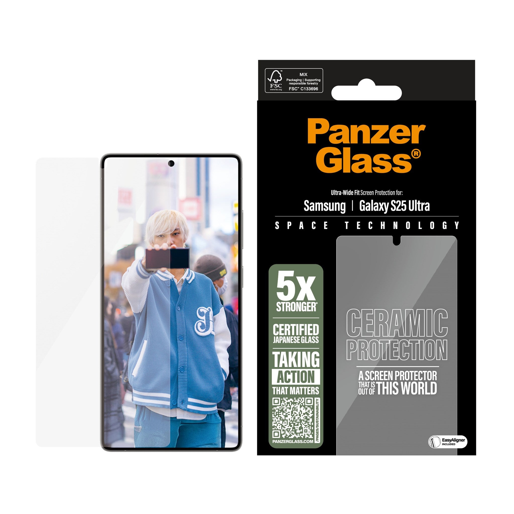 PanzerGlass® Ceramic Skærmbeskyttelse Samsung Galaxy S25 Ultra | Ultra-Wide Fit m. EasyAligner
