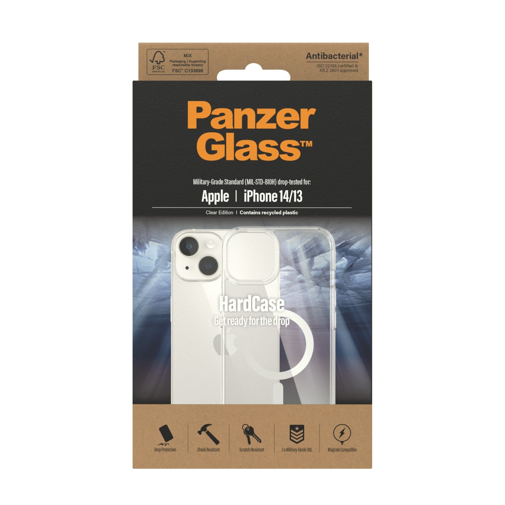 PanzerGlass® HardCase Transparent m. Hvid MagSafe iPhone 14 | 13