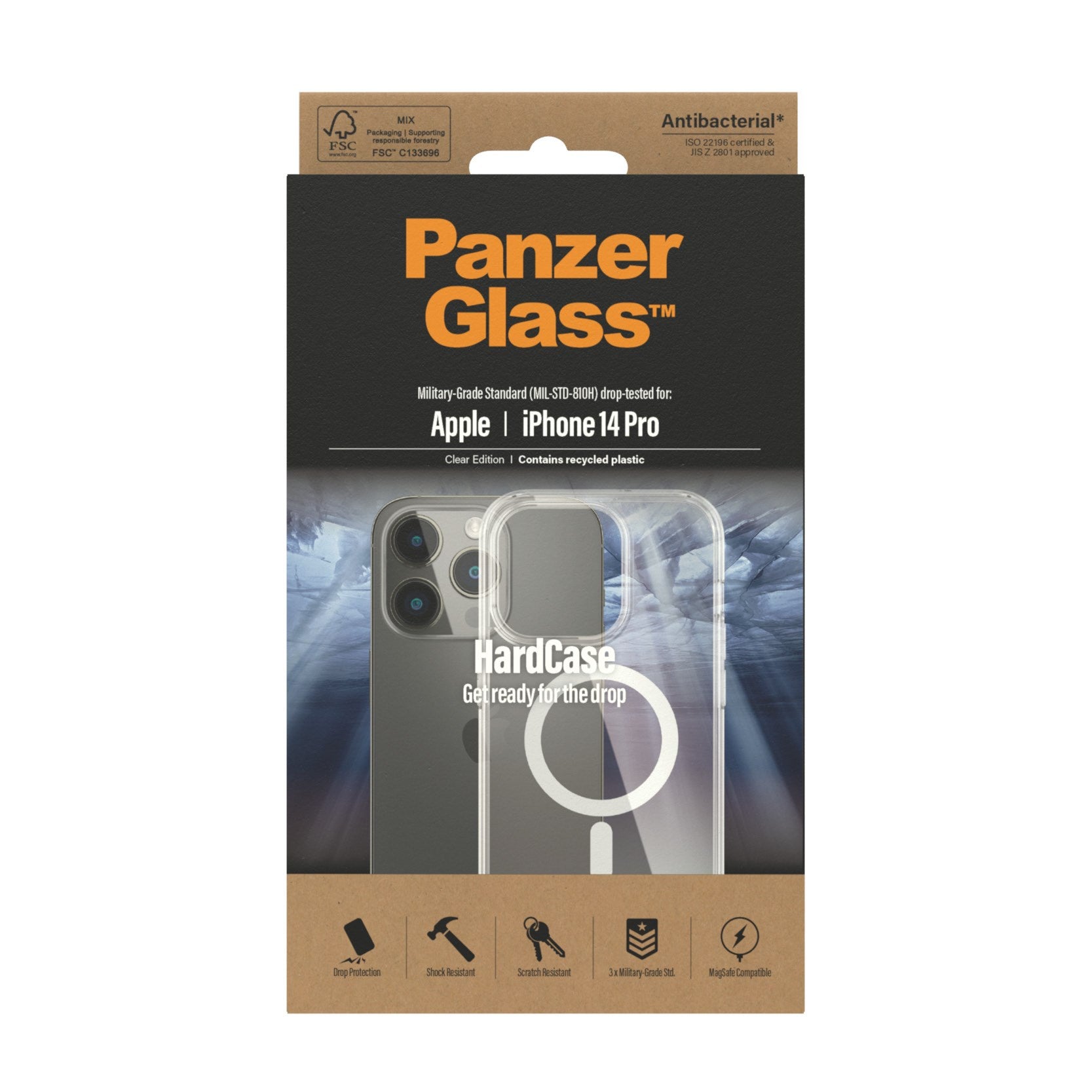PanzerGlass® HardCase Transparent m. Hvid MagSafe iPhone 14 Pro