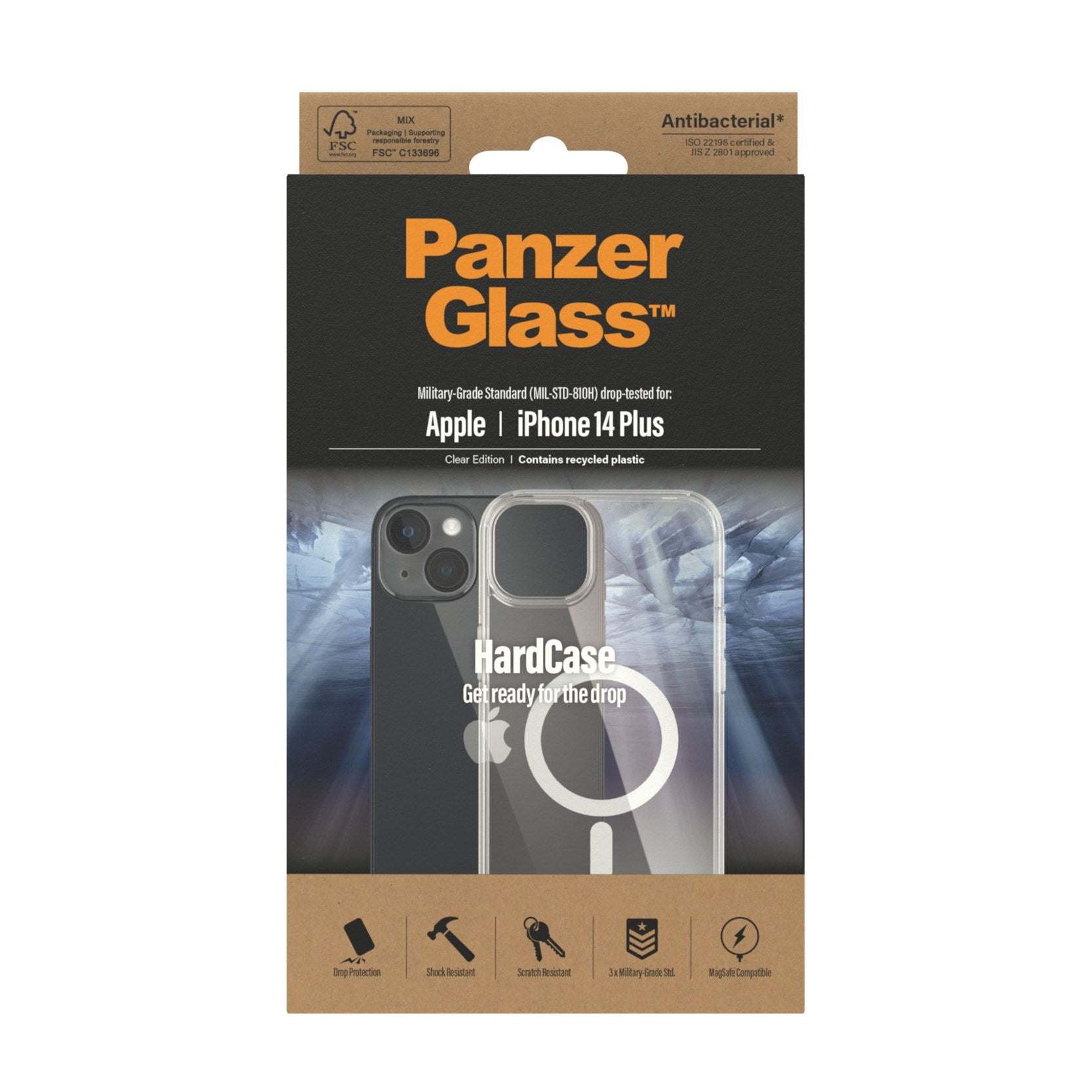 PanzerGlass® HardCase Transparent m. Hvid MagSafe iPhone 14 Plus