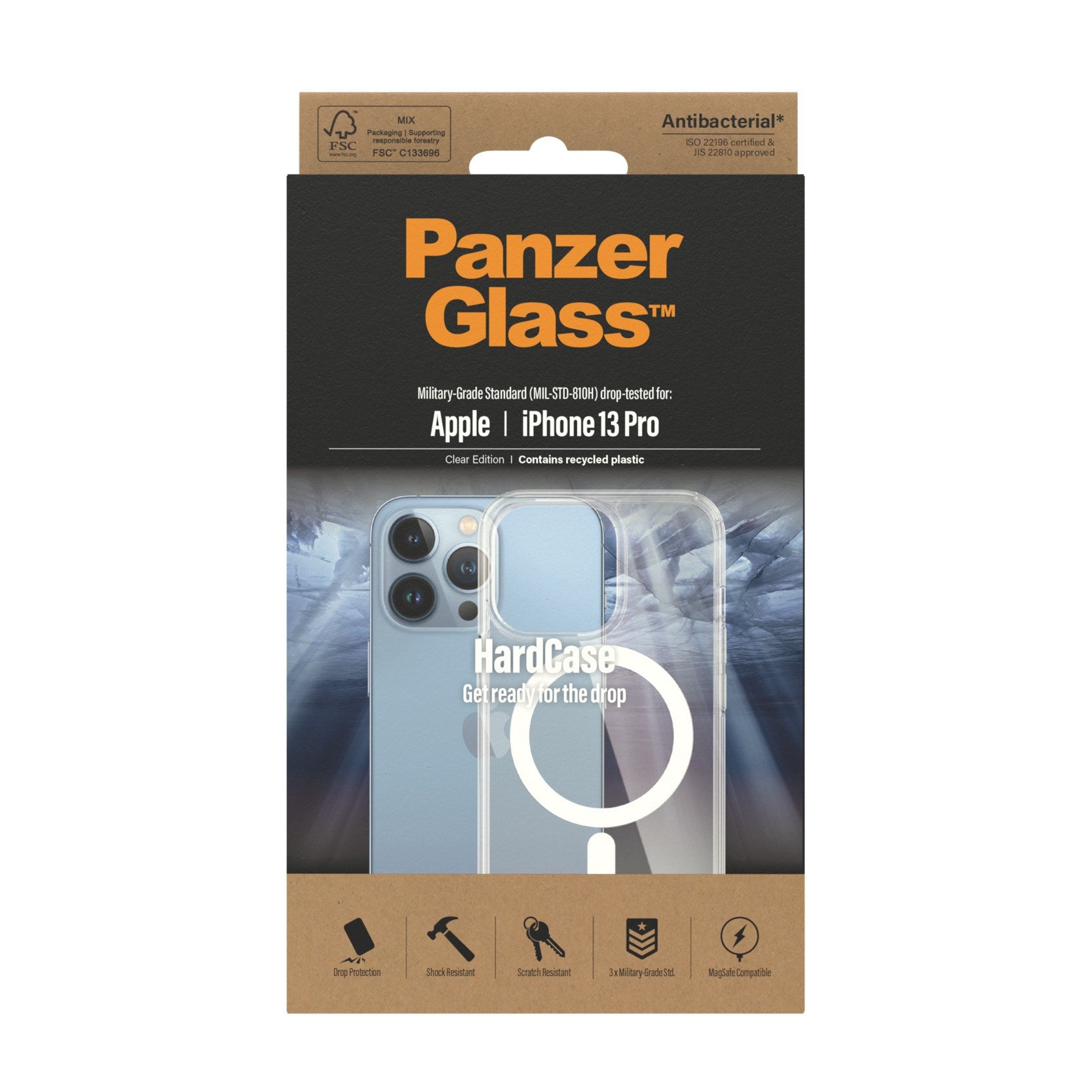 PanzerGlass® HardCase Transparent m. Hvid MagSafe iPhone 13 Pro