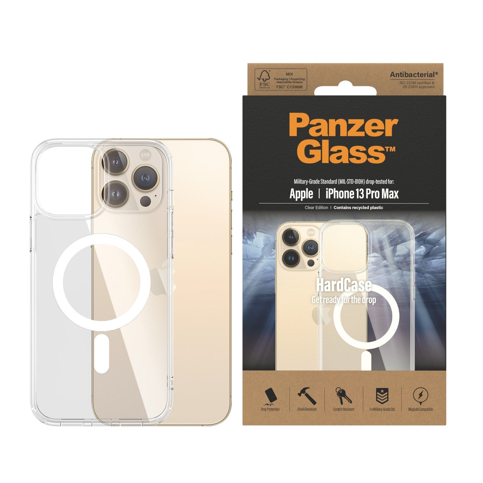 PanzerGlass® HardCase Transparent m. Hvid MagSafe iPhone 13 Pro Max