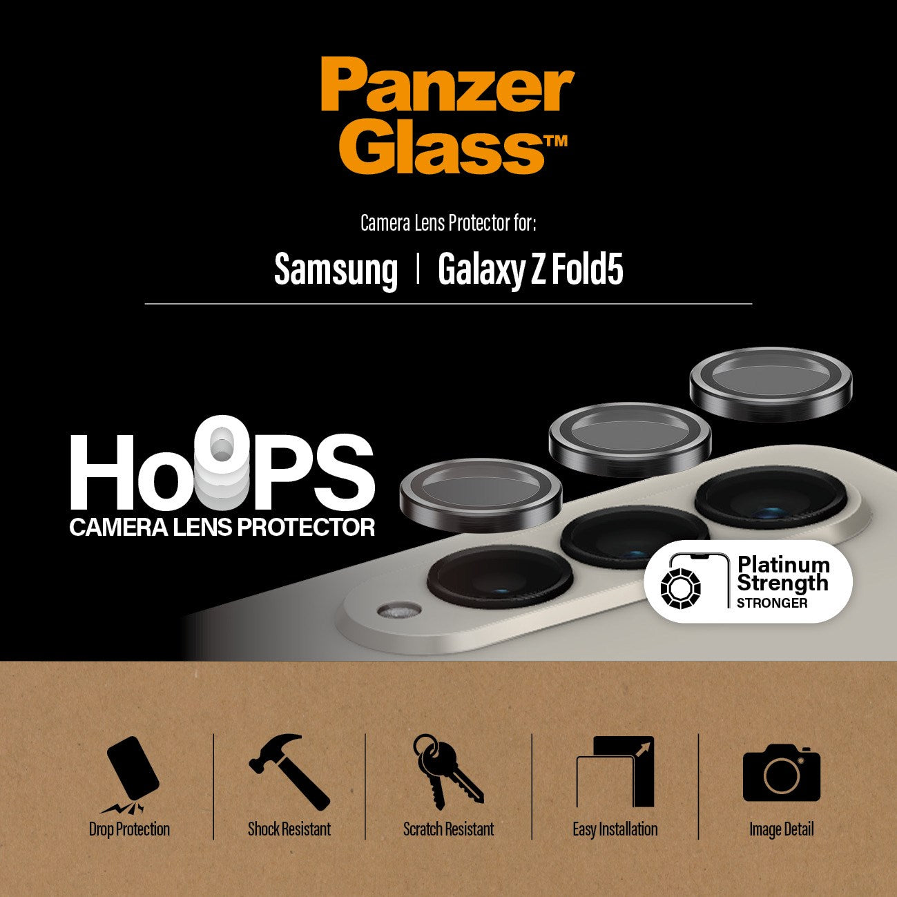 PanzerGlass® Hoops® Kameralinsebeskytter Sort Samsung Galaxy Z Fold5 5G