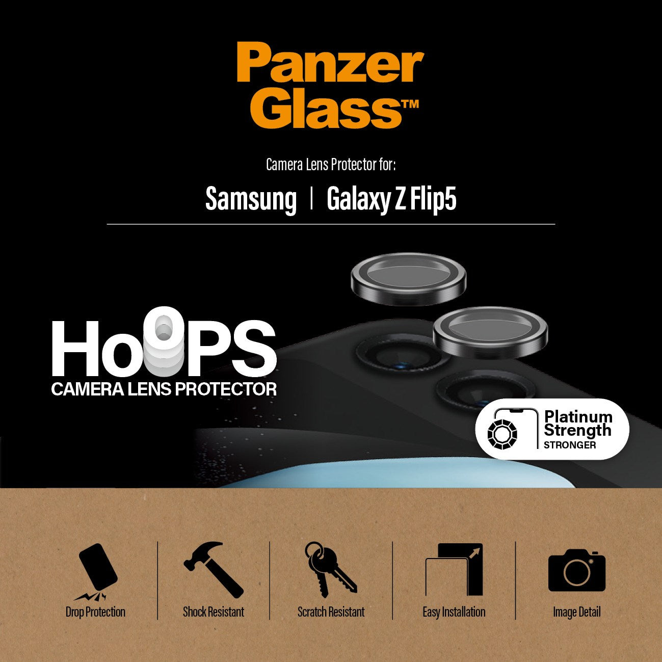 PanzerGlass® Hoops® Kameralinsebeskytter Sort Samsung Galaxy Z Flip5 5G