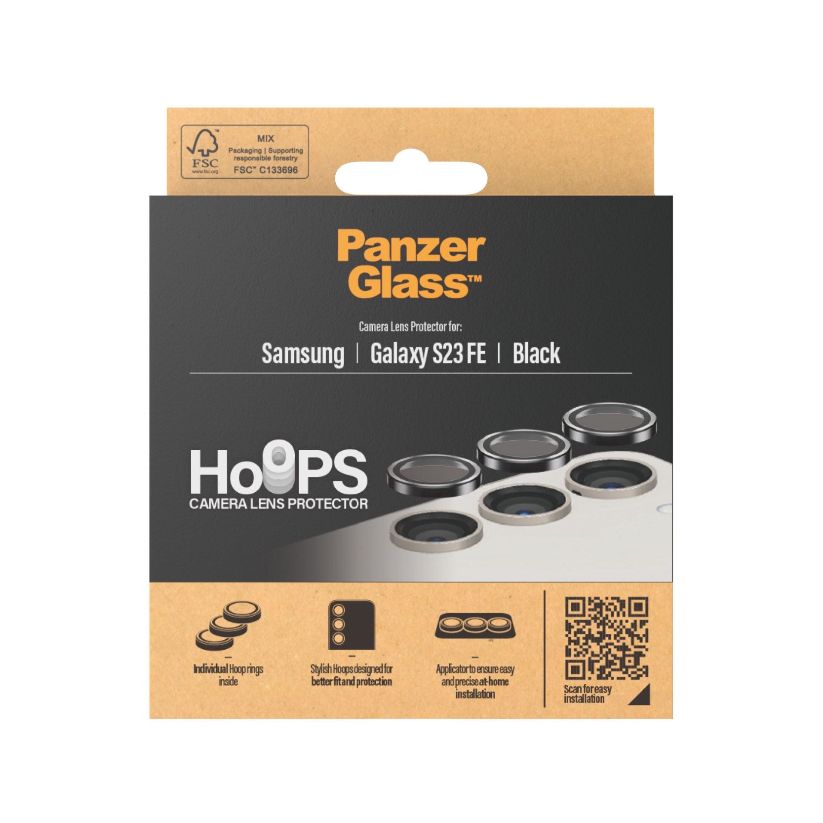 PanzerGlass® Hoops® Kameralinsebeskytter Sort Galaxy S23 FE