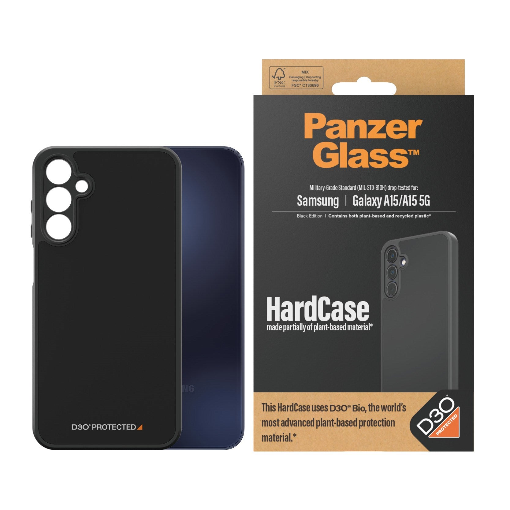 PanzerGlass® HardCase Sort med D3O® Samsung Galaxy A15 | A15 5G