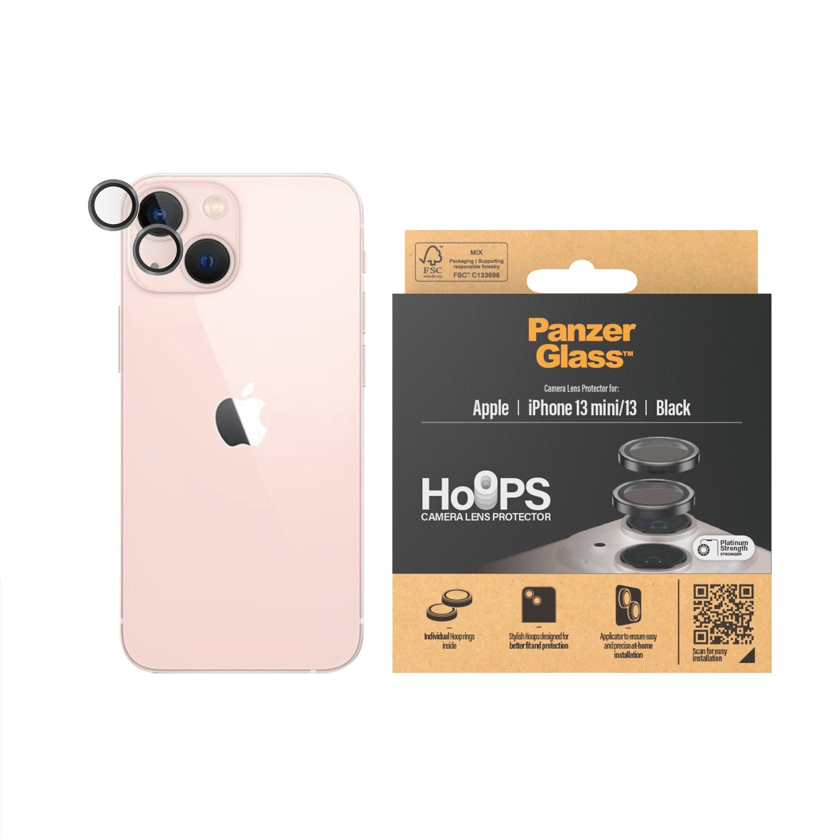 PanzerGlass® Hoops® Kameralinsebeskytter Sort iPhone 13 mini | 13