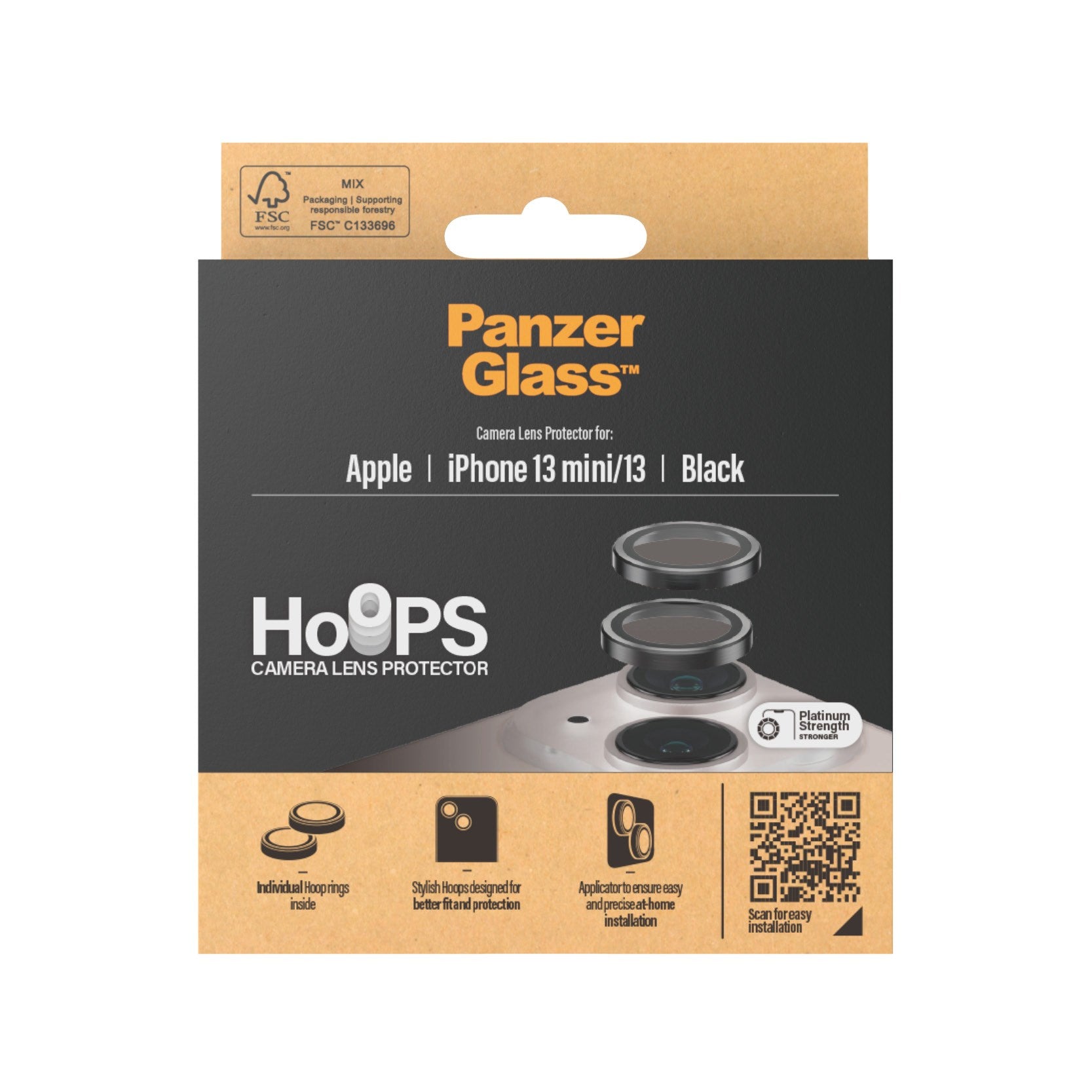 PanzerGlass® Hoops® Kameralinsebeskytter Sort iPhone 13 mini | 13