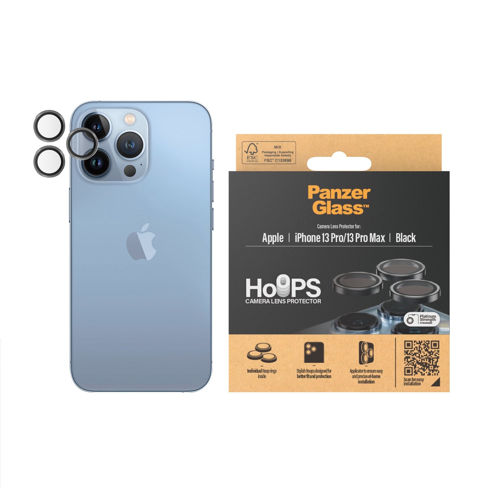 PanzerGlass® Hoops® Kameralinsebeskytter Sort for iPhone 13 Pro | 13 Pro Max