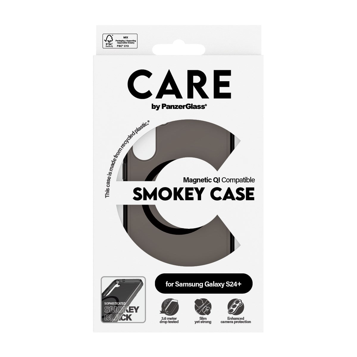 CARE by PanzerGlass® Urban Combat Case Smokey m. Sort Qi Compatible Samsung Galaxy S24+