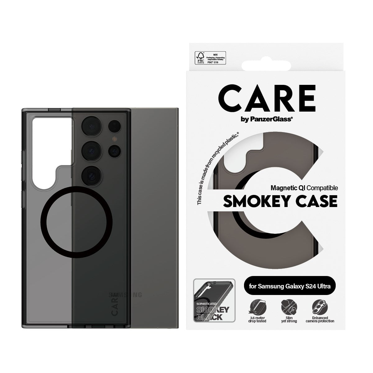 CARE™ by PanzerGlass® Smokey Case m. Sort Qi Compatible Samsung Galaxy S24 Ultra