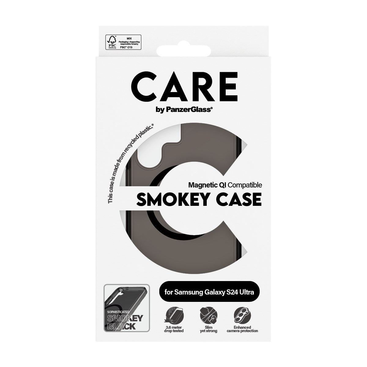 CARE™ by PanzerGlass® Smokey Case m. Sort Qi Compatible Samsung Galaxy S24 Ultra