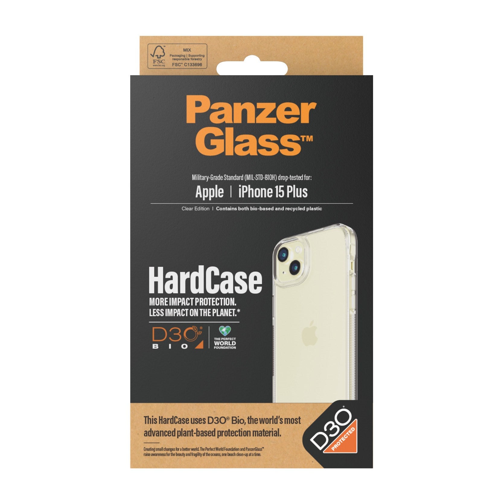 PanzerGlass® HardCase Transparent m. D3O® iPhone 15 Plus