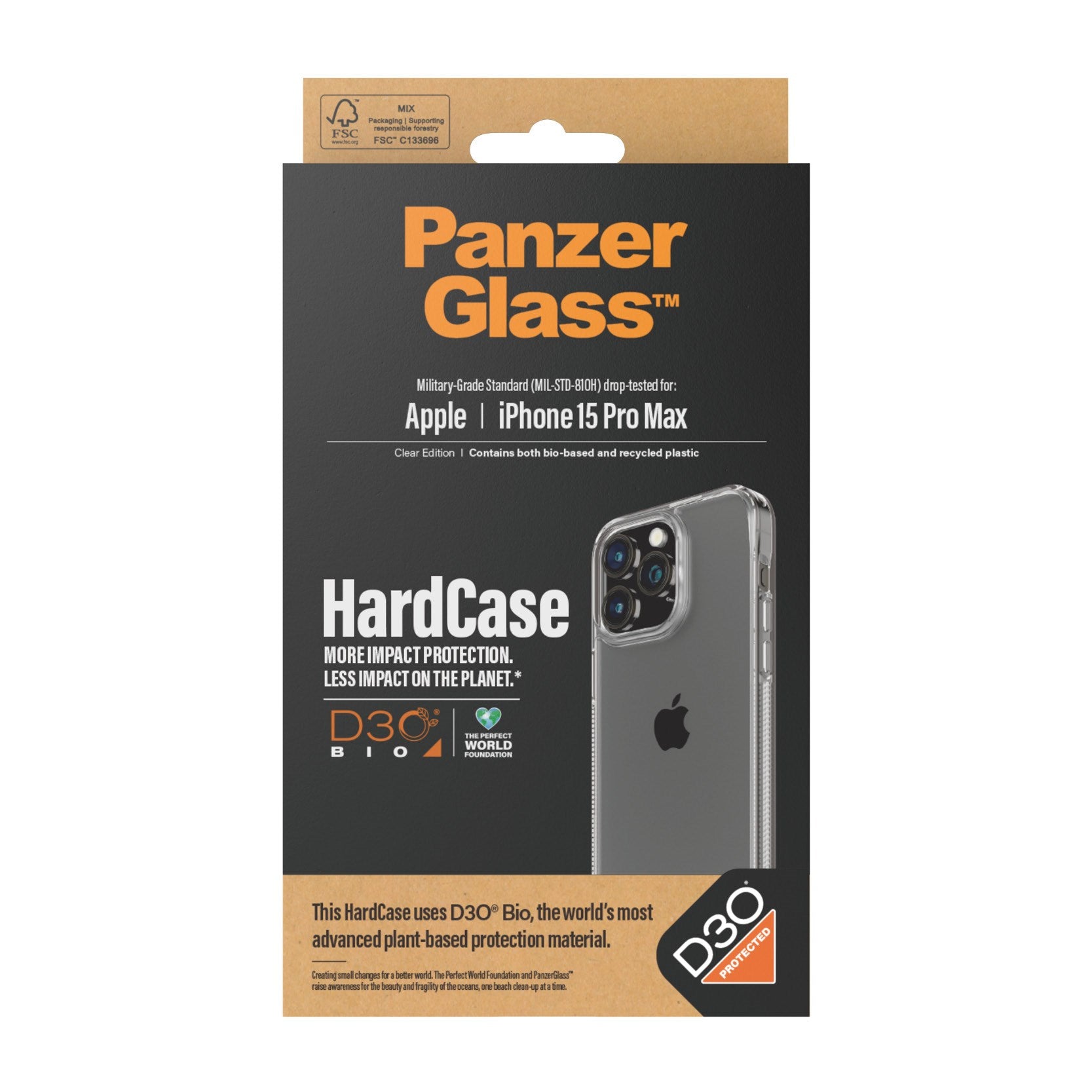 PanzerGlass® HardCase Transparent m. D3O® iPhone 15 Pro Max