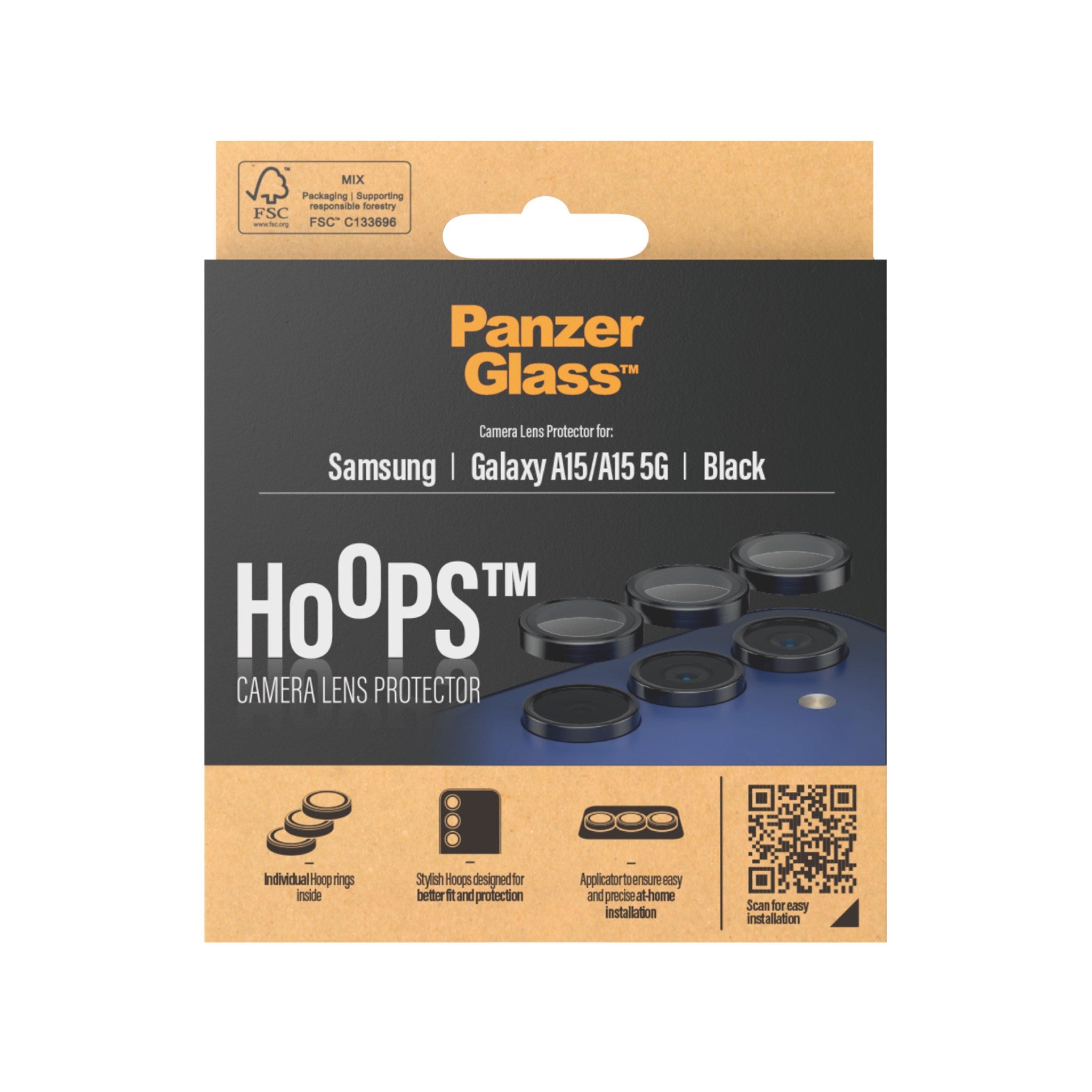 PanzerGlass® Hoops® Kameralinsebeskytter Sort Samsung Galaxy A15 | A15 5G