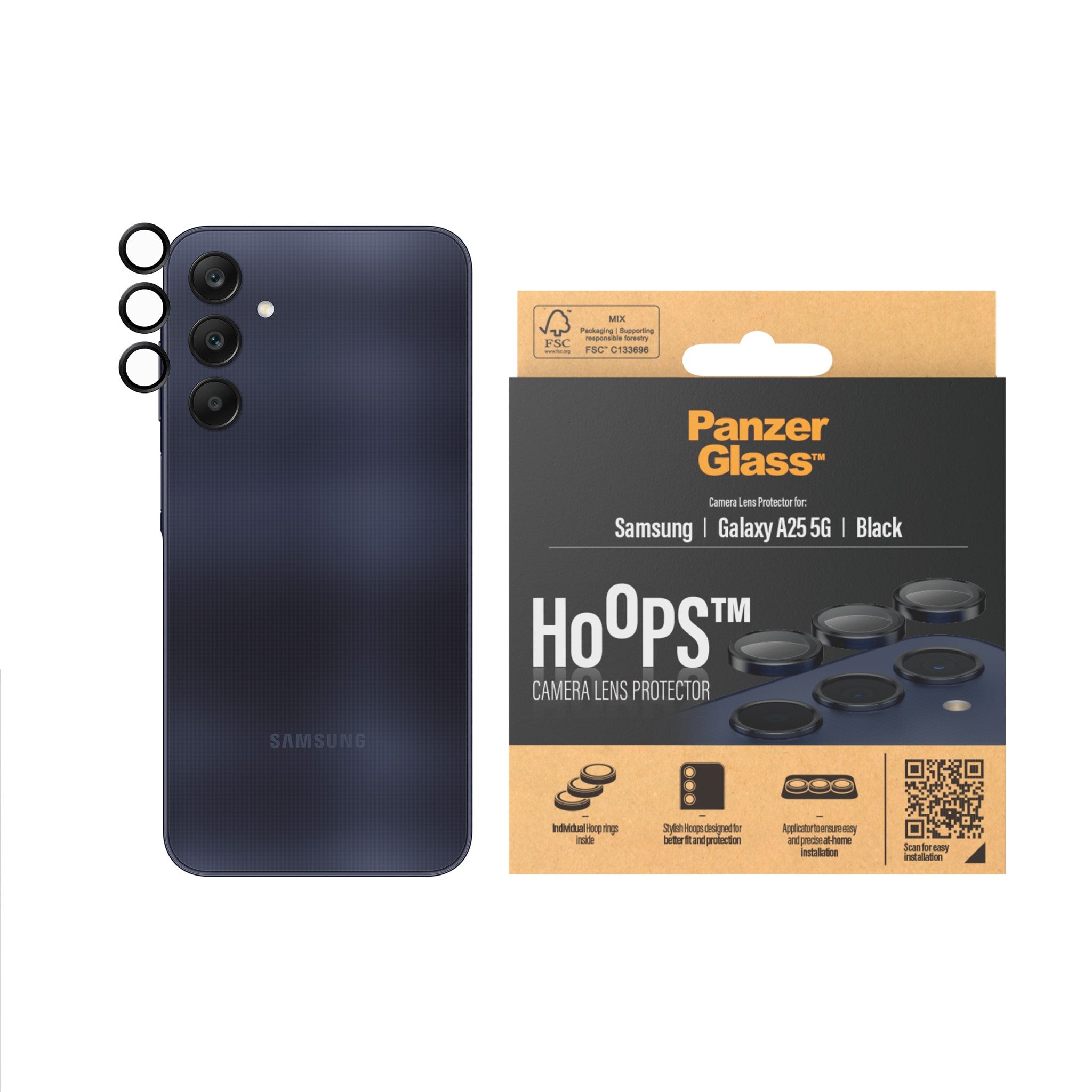 PanzerGlass® Hoops® Kameralinsebeskytter Sort Samsung Galaxy A25 5G