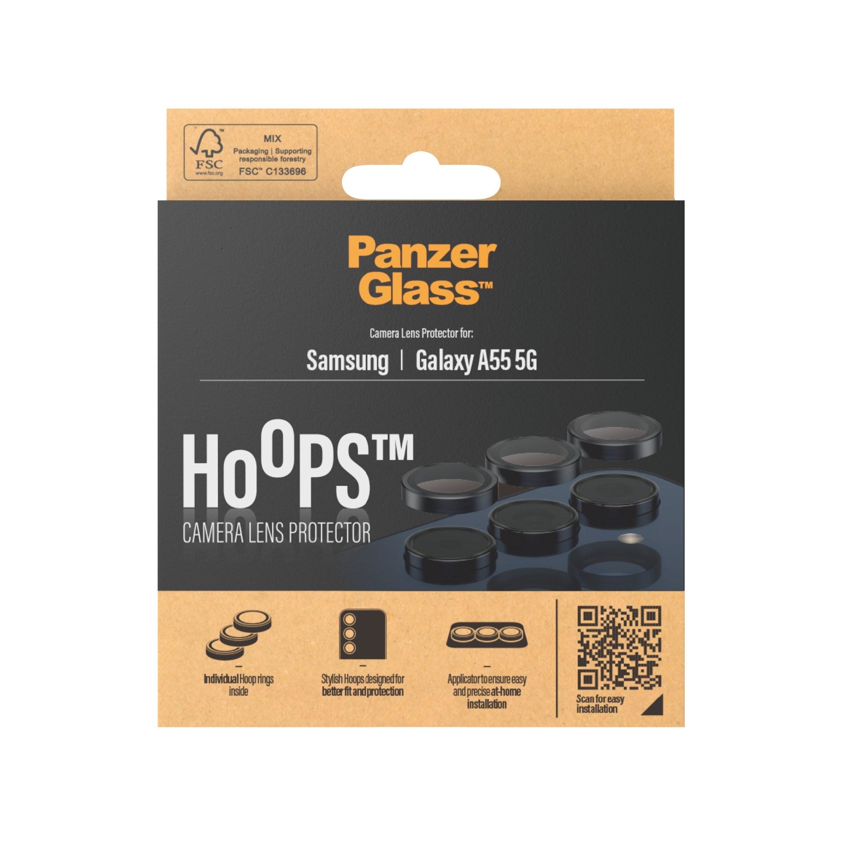 PanzerGlass® Hoops® Kameralinsebeskytter Samsung Galaxy A55 5G | Sort