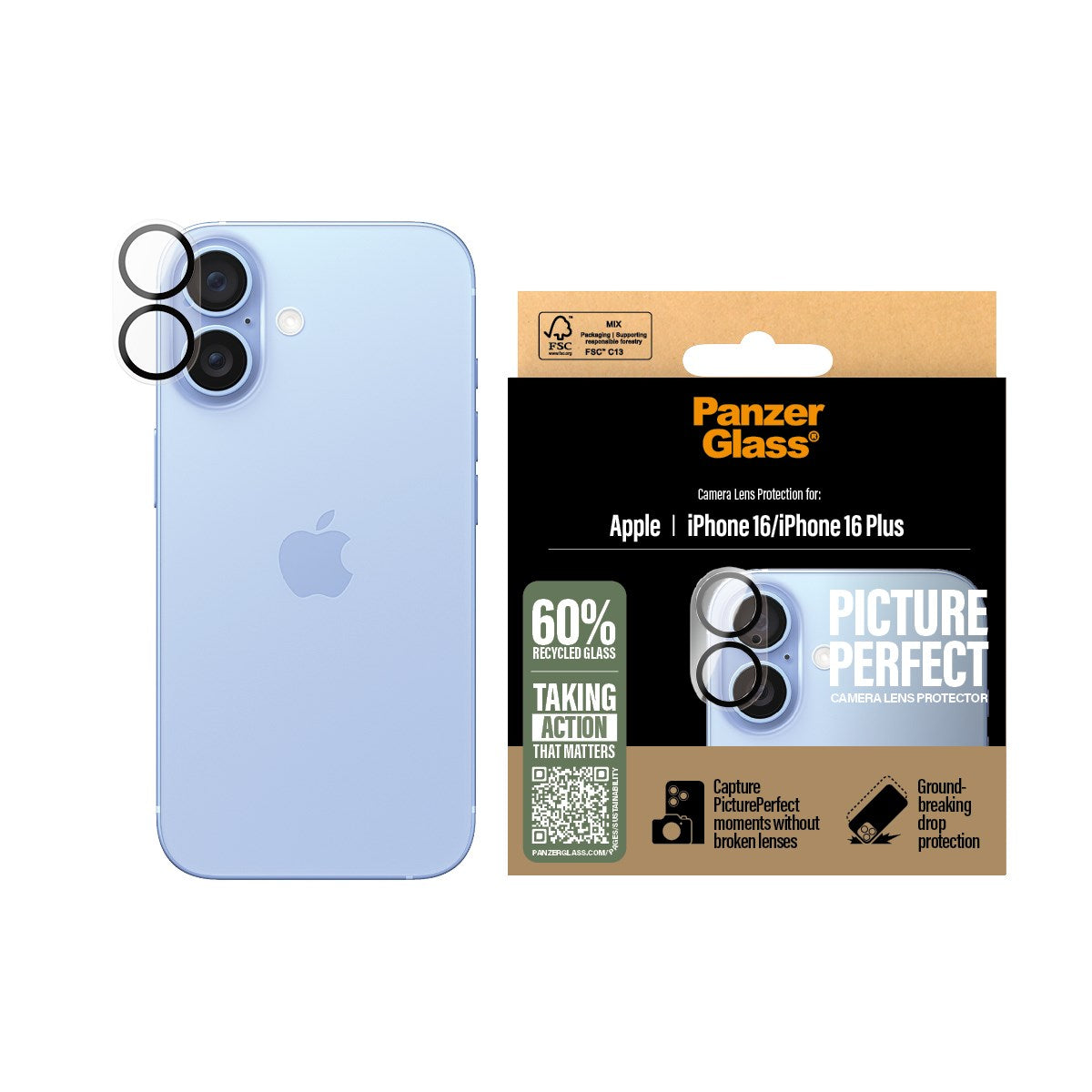 PanzerGlass® PicturePerfect Kameralinsebeskytter iPhone 16 | 16 Plus