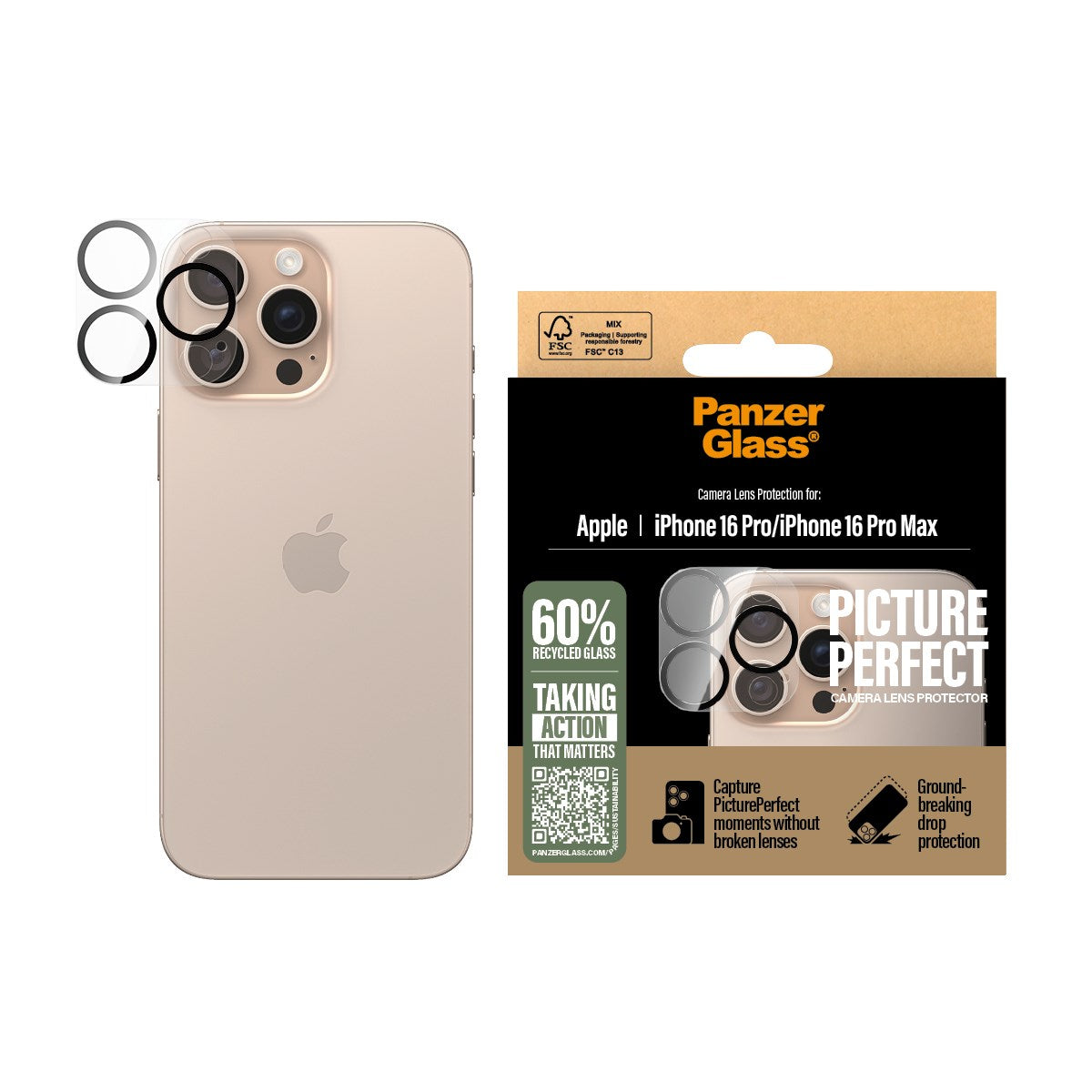PanzerGlass® PicturePerfect Kameralinsebeskytter iPhone 16 Pro | 16 Pro Max