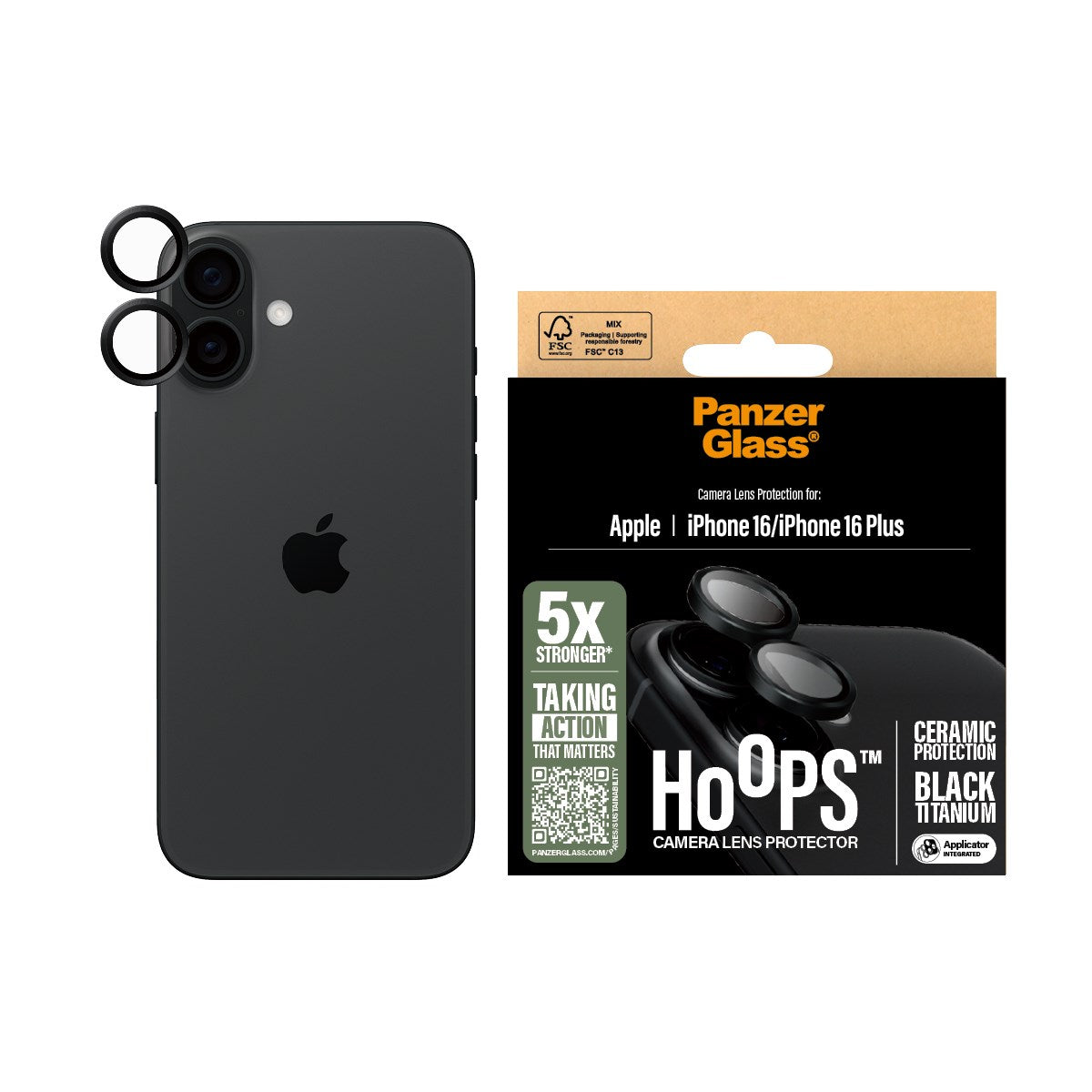 PanzerGlass® Hoops® Ceramic Kameralinsebeskytter iPhone 16 | 16 Plus
