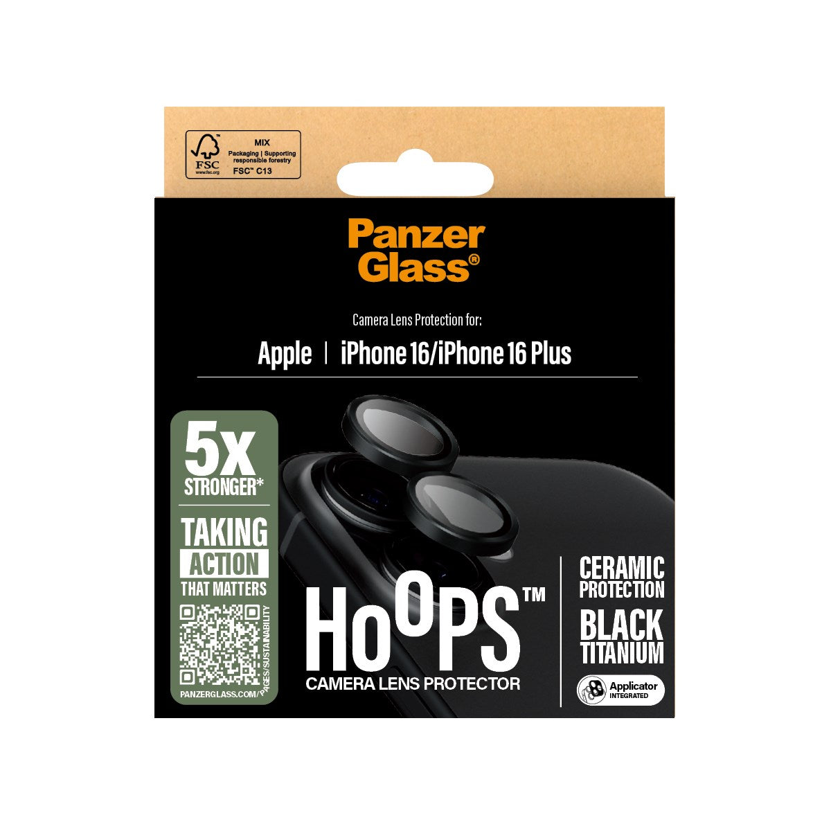 PanzerGlass® Hoops® Ceramic Kameralinsebeskytter iPhone 16 | 16 Plus