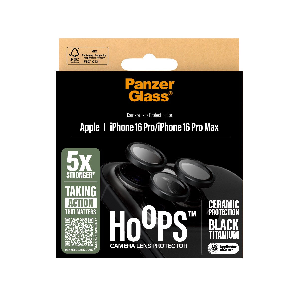 PanzerGlass® Hoops® Ceramic Kameralinsebeskytter iPhone 16 Pro | 16 Pro Max