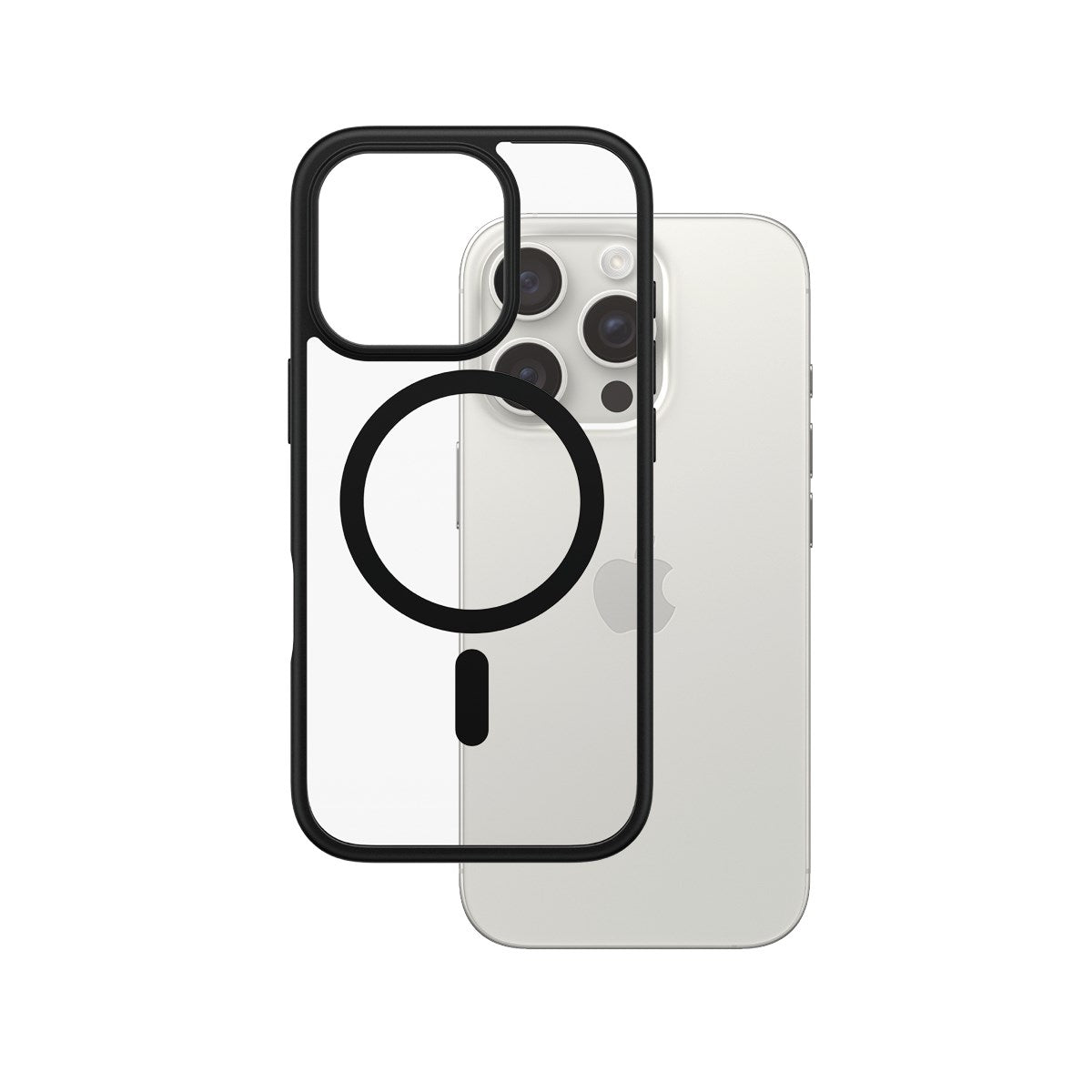 PanzerGlass® HardCase Transparent m. Sort MagSafe & Ramme iPhone 16 Pro
