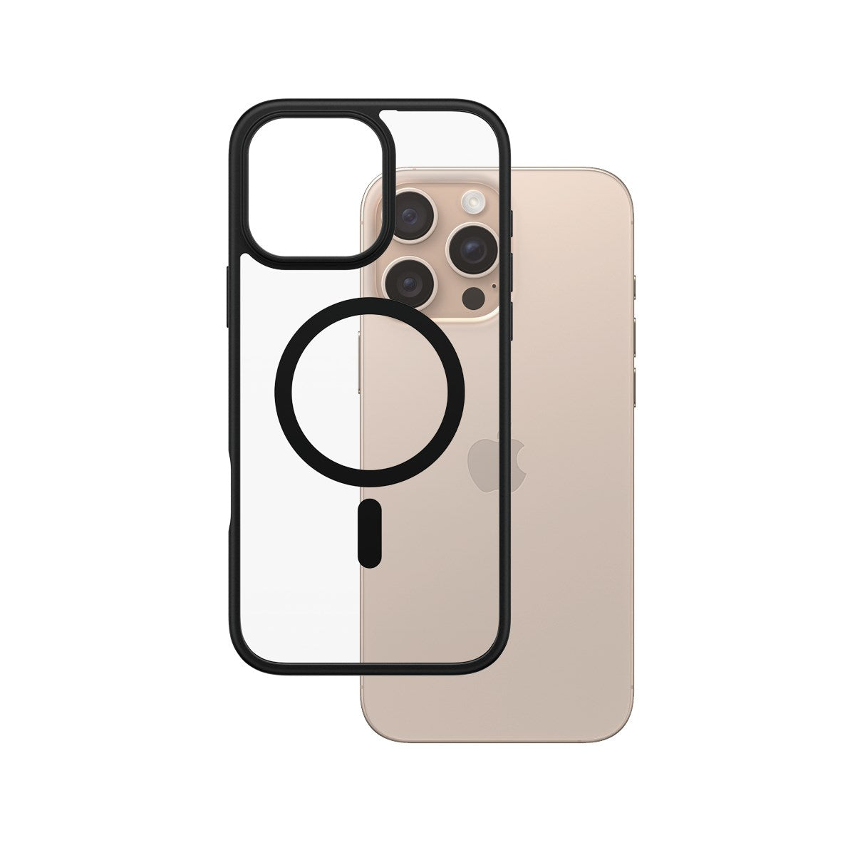 PanzerGlass® HardCase Transparent m. Sort MagSafe & Ramme iPhone 16 Pro Max