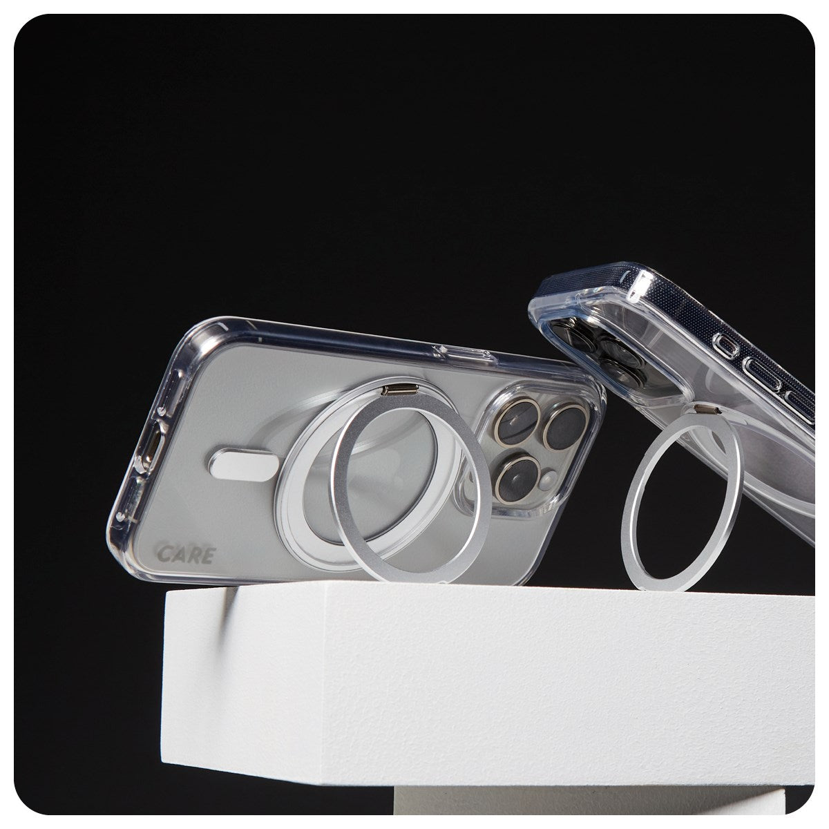 CARE by PanzerGlass® Case Transparent m. Sølv Kickstand & MagSafe iPhone 16 Pro Max